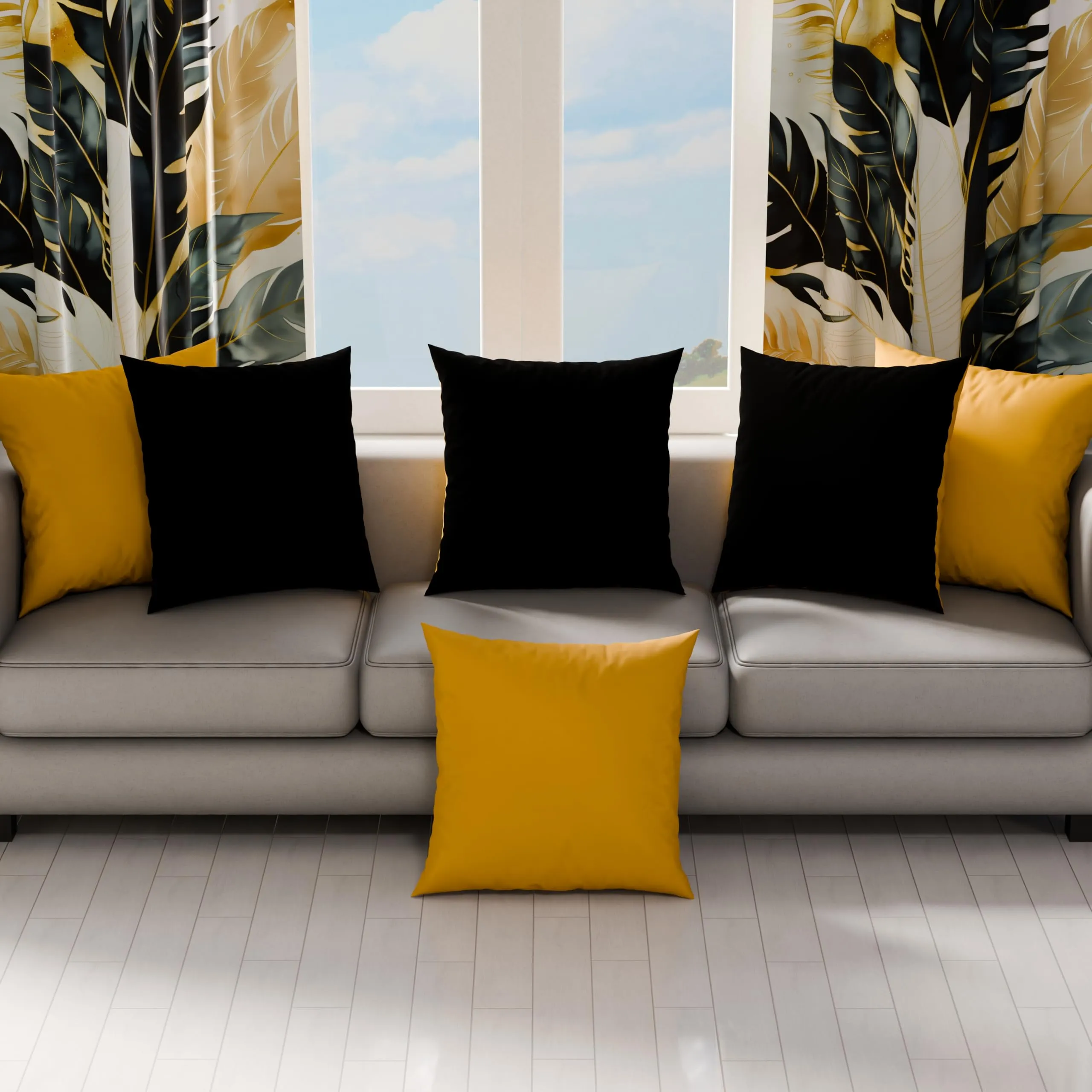 PETTI Artigiani Italiani Coppia di Federe Cuscino 60x60 cm in Microfibra Double Face Giallo Ocra e Nero, Set 2 - immagine 3