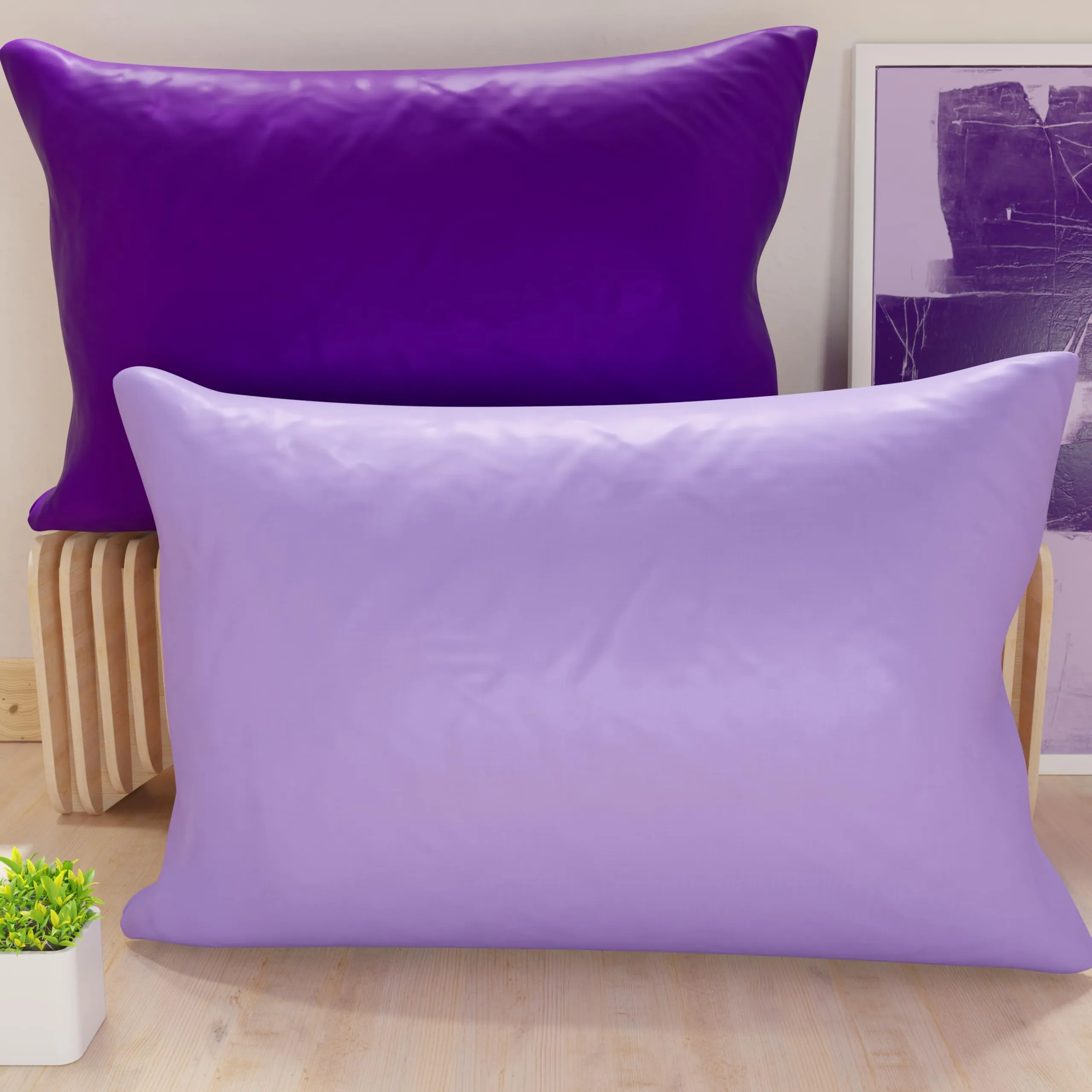 PETTI Artigiani Italiani Coppia di Federe Cuscino 50x30 cm in Microfibra Double Face Lilla e Viola, Set di 2 - immagine 1