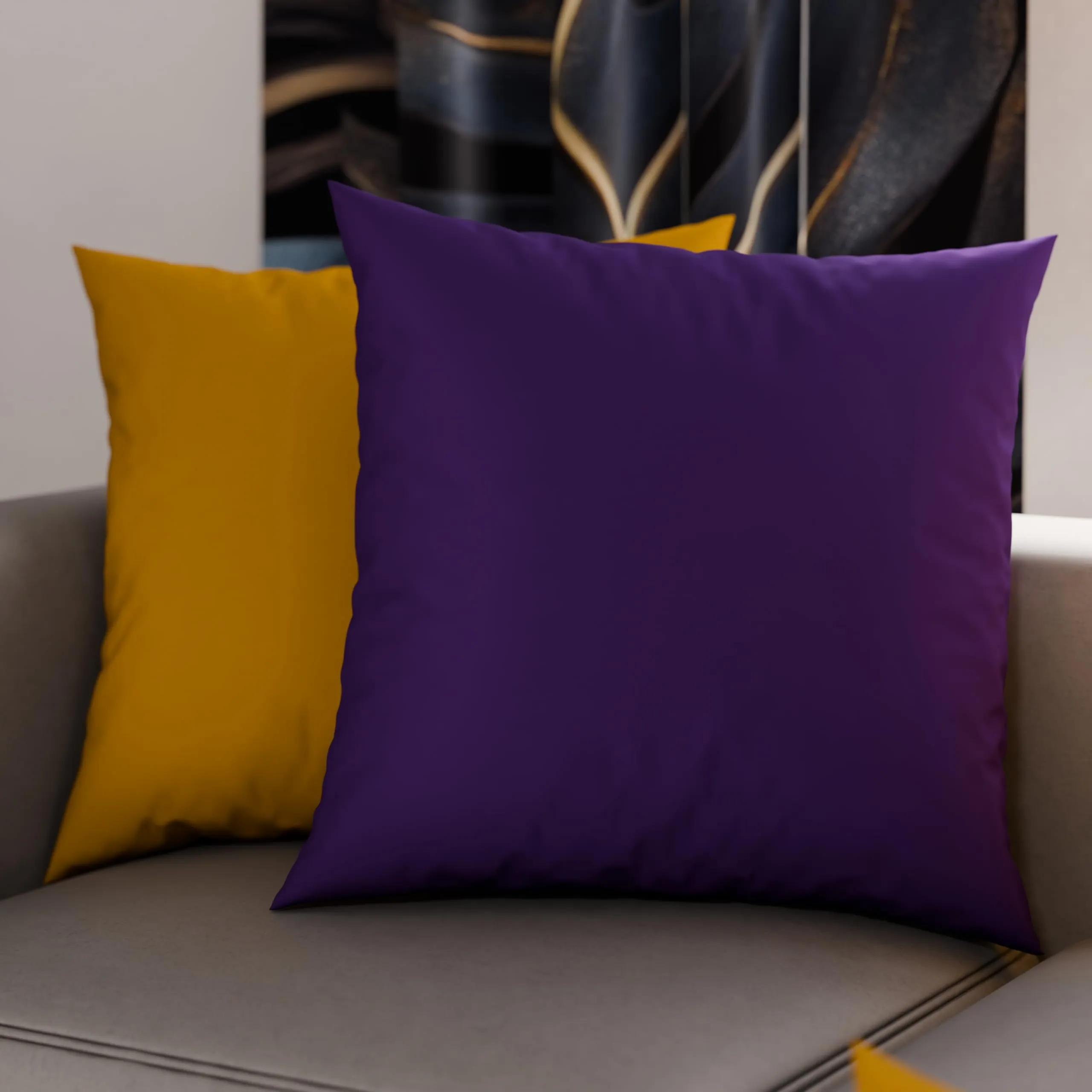 PETTI Artigiani Italiani Coppia di Federe Cuscino 80x80 cm in Microfibra Double Face, Viola Giallo Ocra, Set di 2 - immagine 1