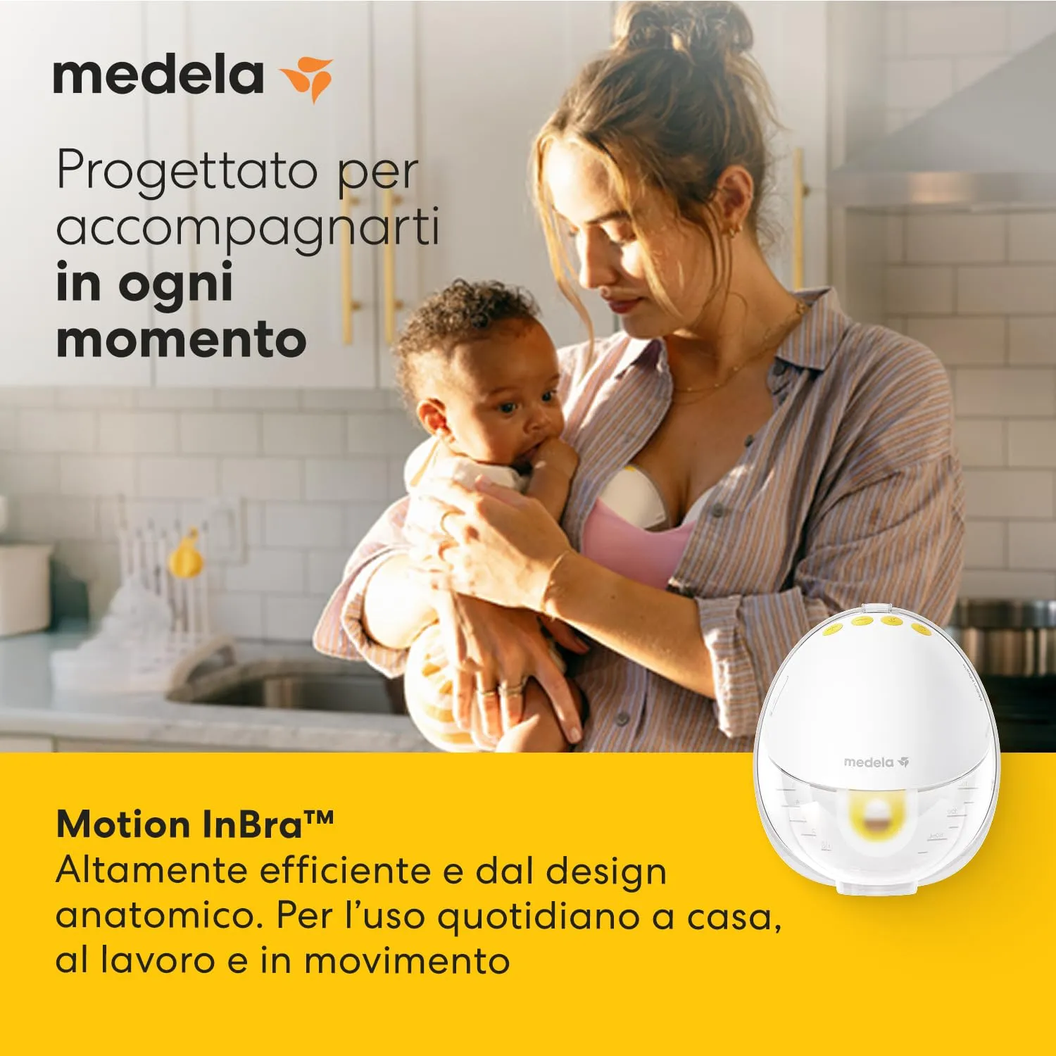 Medela Motion InBra Tiralatte Elettrico Indossabile con Borsa per la Conservazione - immagine 2