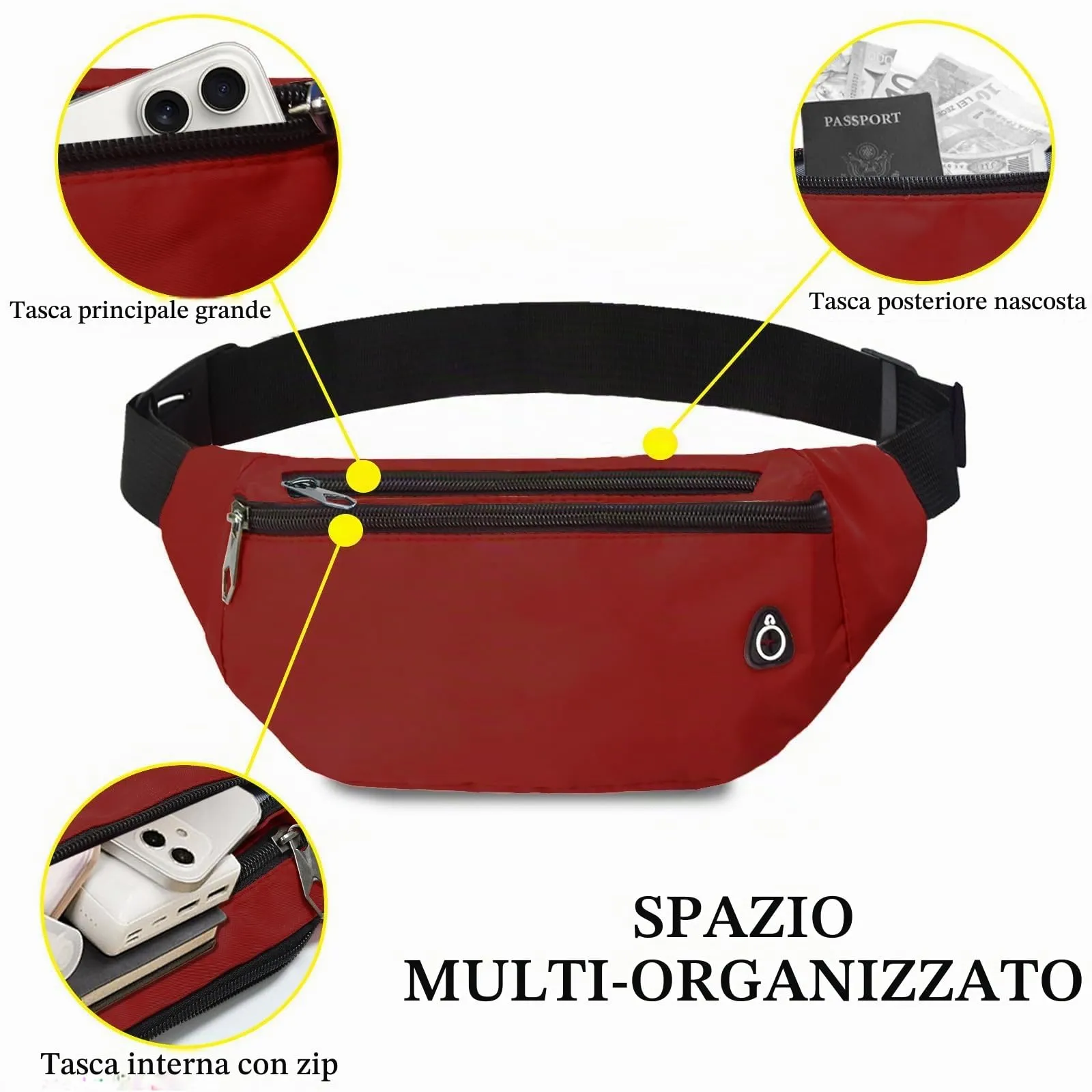 Rosoz Marsupio Sport all'Aperto per Uomo e Donna, Escursionismo, Campeggio e Bicicletta - immagine 3