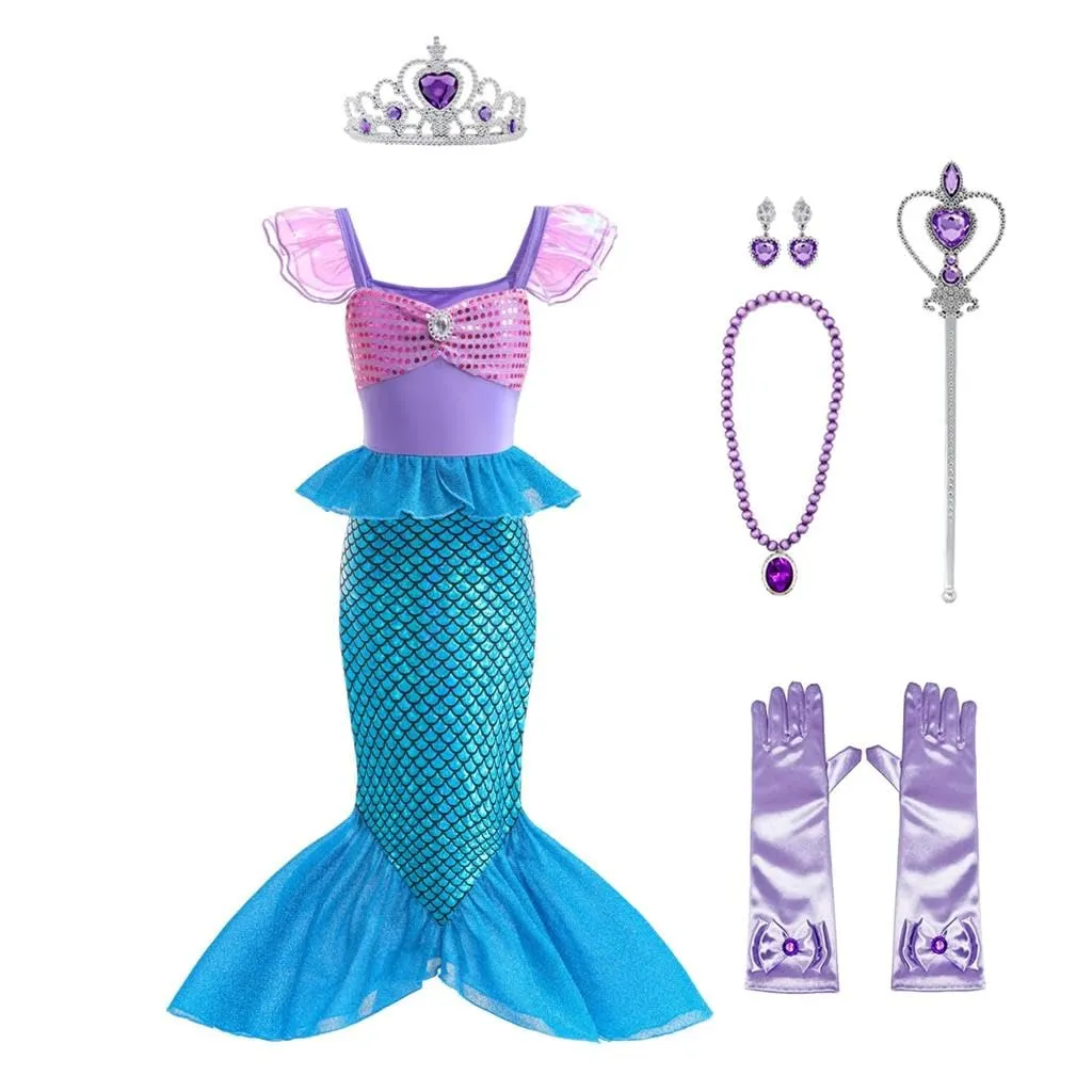 Lito Angels Costume da Sirena per Bambina, Viola e Blu, 12-13 Anni 158 - immagine 1