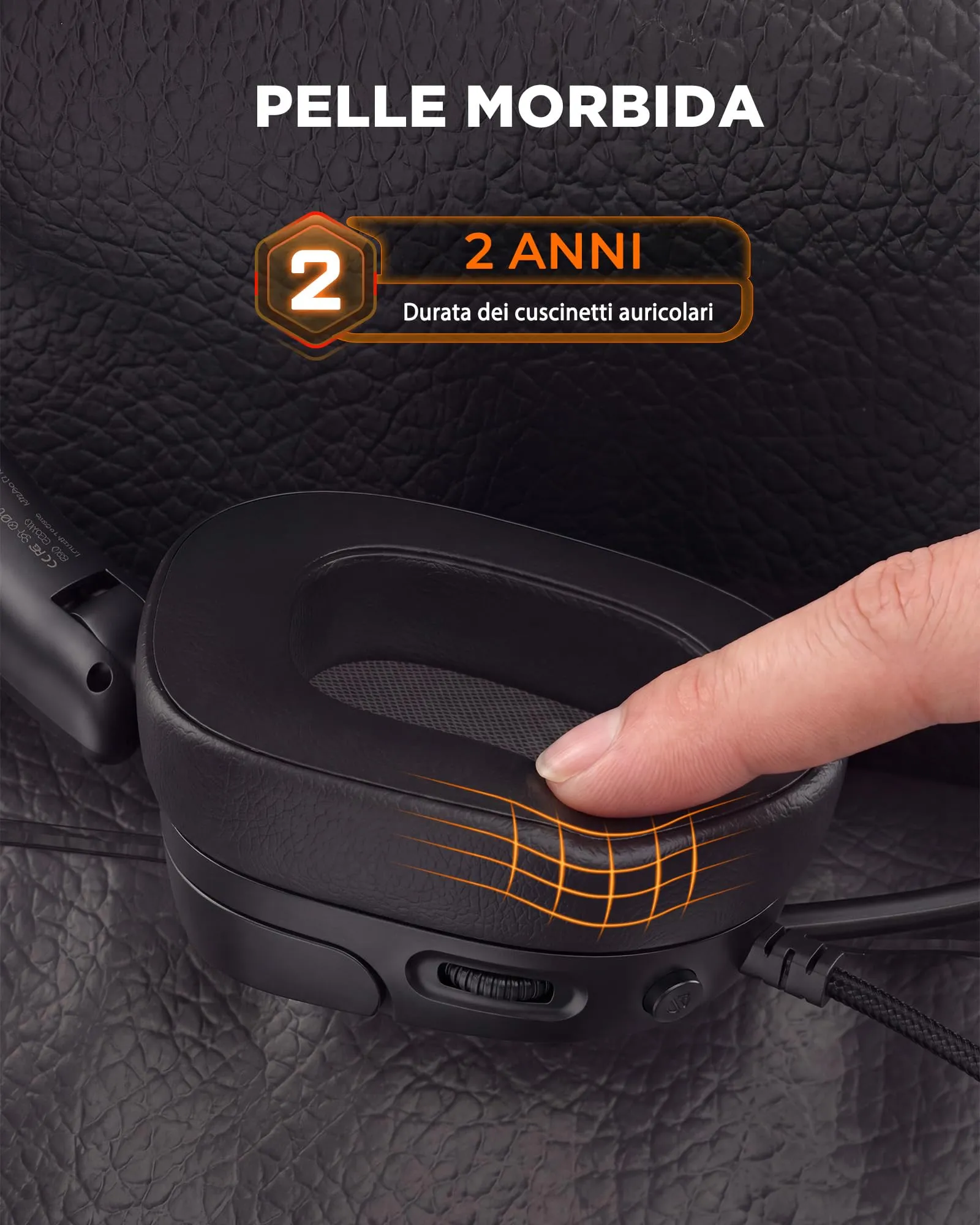 NUBWO HG04L Cuffie Gaming per PS5, PS4, Xbox Series X|S, Xbox One, Switch - Microfono Unidirezionale, Memory Foam, Jack 3,5mm (Nero) - immagine 5