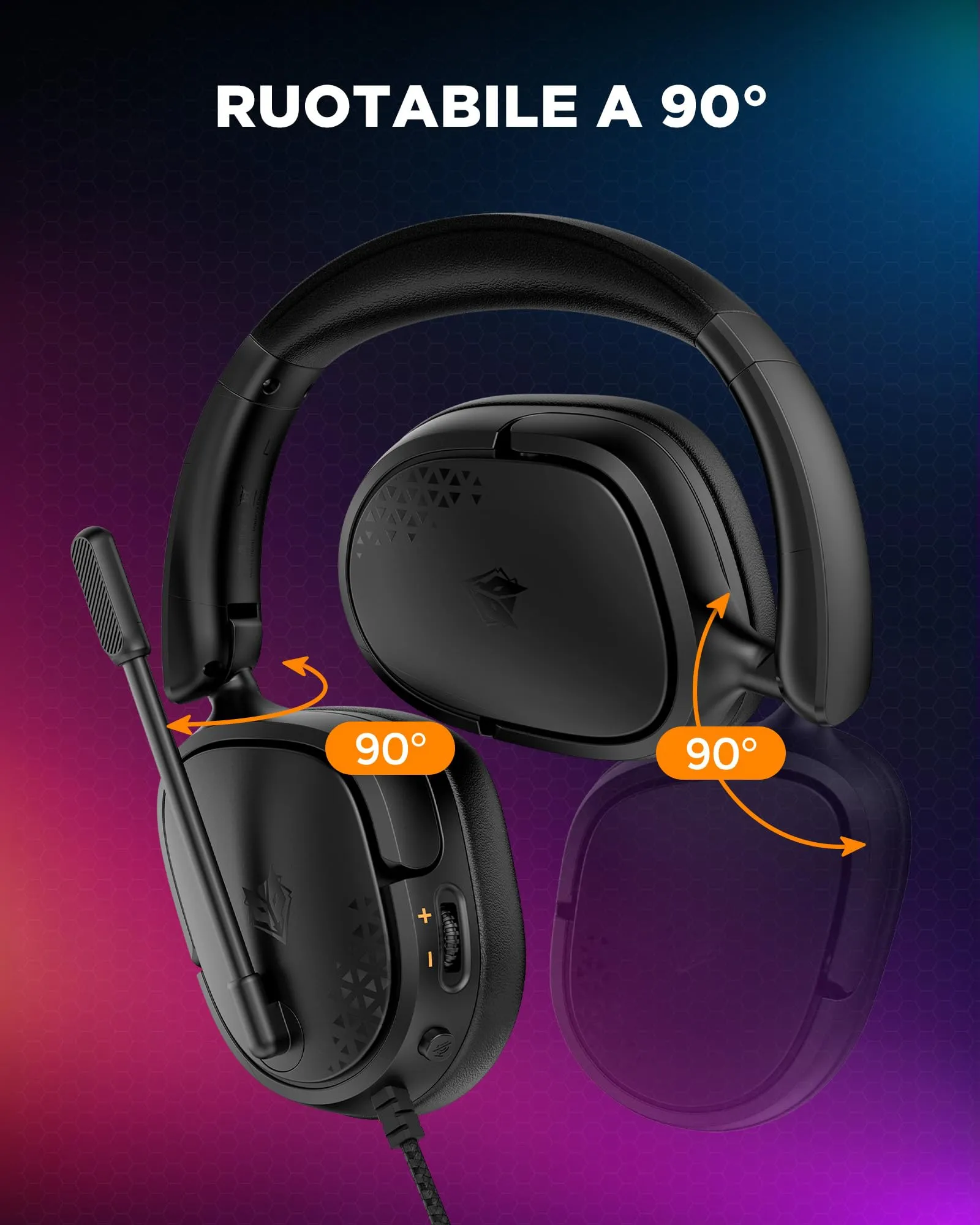 NUBWO HG04L Cuffie Gaming per PS5, PS4, Xbox Series X|S, Xbox One, Switch - Microfono Unidirezionale, Memory Foam, Jack 3,5mm (Nero) - immagine 7