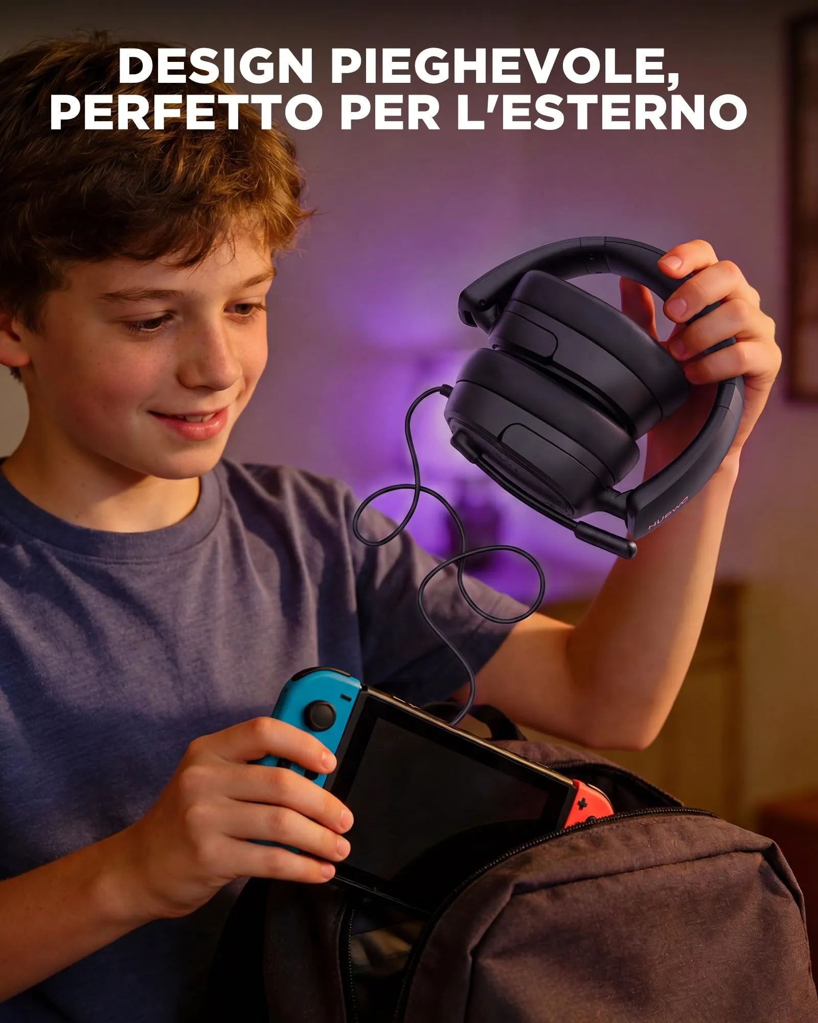 NUBWO HG04L Cuffie Gaming per PS5, PS4, Xbox Series X|S, Xbox One, Switch - Microfono Unidirezionale, Memory Foam, Jack 3,5mm (Nero) - immagine 8