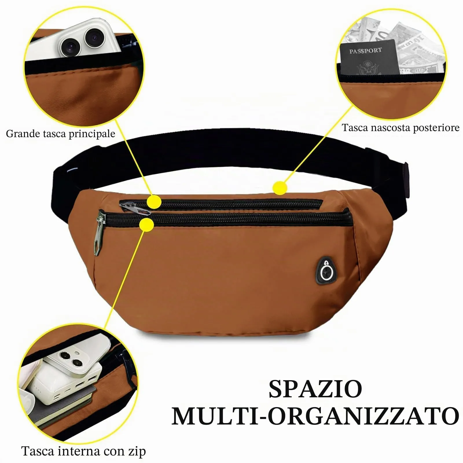 Rosoz Marsupio Sport all'Aperto per Uomo e Donna, Resistente e Idrorepellente per Escursionismo, Campeggio e Bicicletta - immagine 3