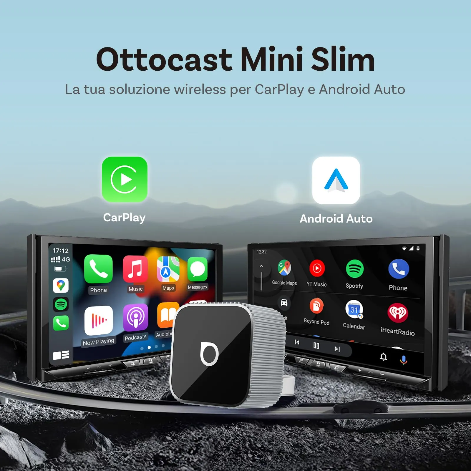 OTTOCAST 2 in 1 Wireless CarPlay & Android Auto Adapter Mini Slim - immagine 2