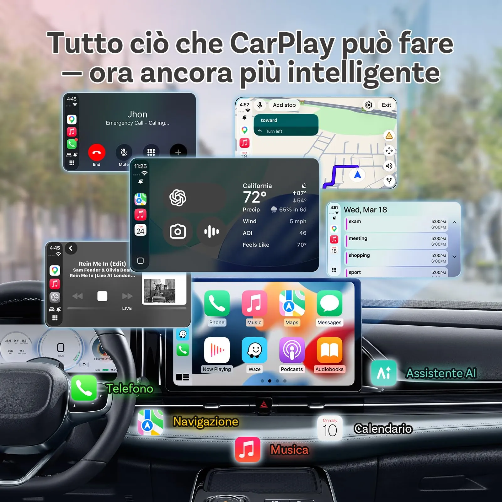 OTTOCAST 2 in 1 Wireless CarPlay & Android Auto Adapter Mini Slim - immagine 3