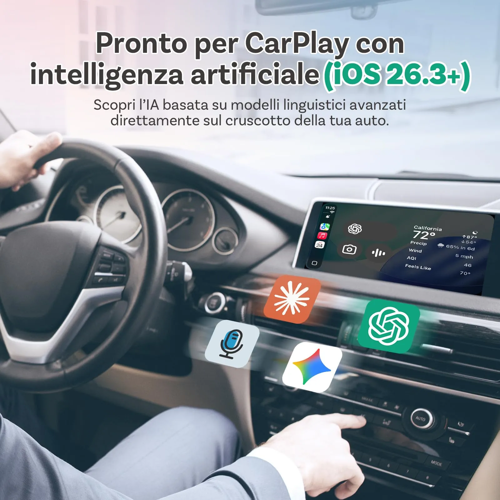 OTTOCAST 2 in 1 Wireless CarPlay & Android Auto Adapter Mini Slim - immagine 4