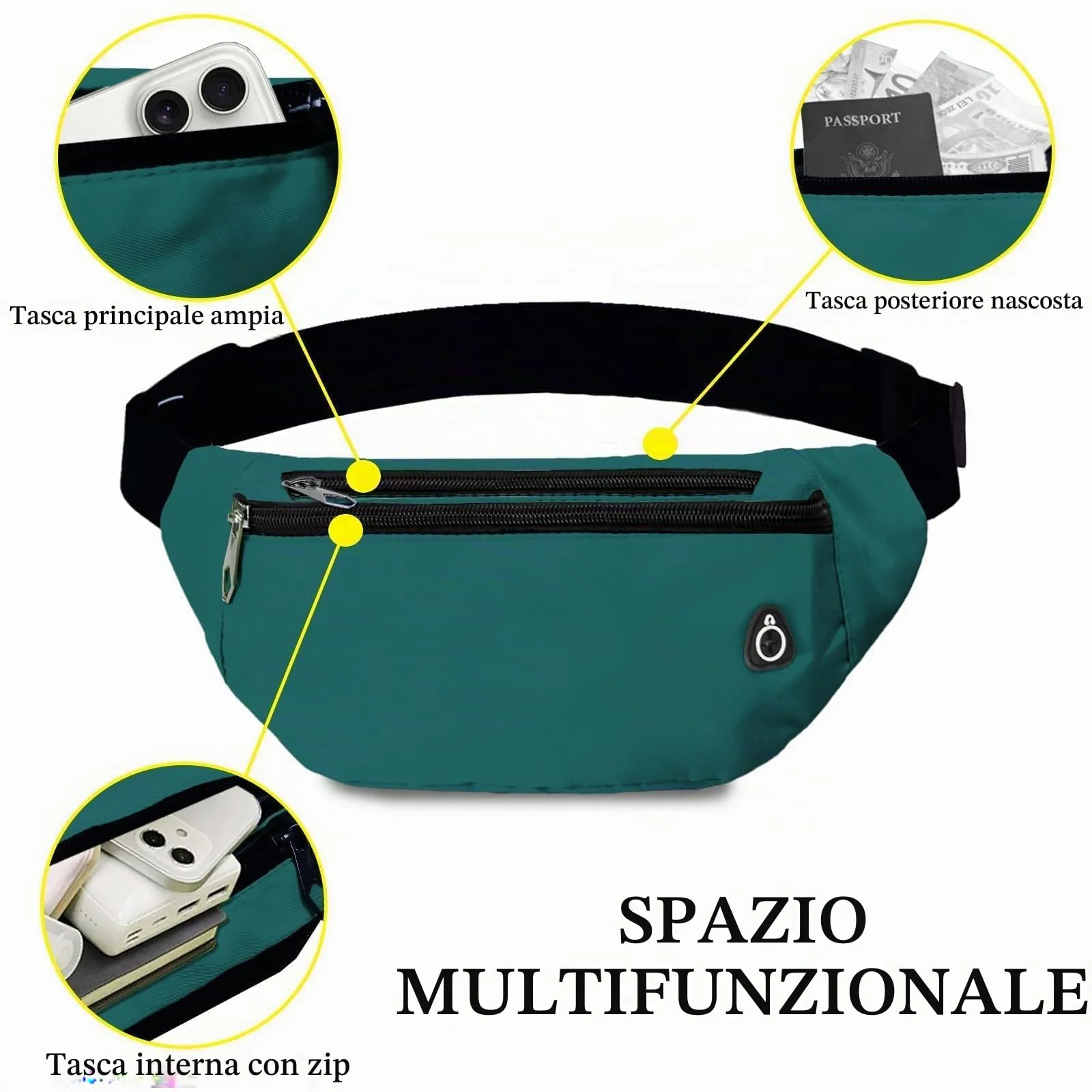 Rosoz Marsupio Sport Tattico per Uomo e Donna, Resistente all'Acqua per Escursionismo, Campeggio e Bicicletta - immagine 4