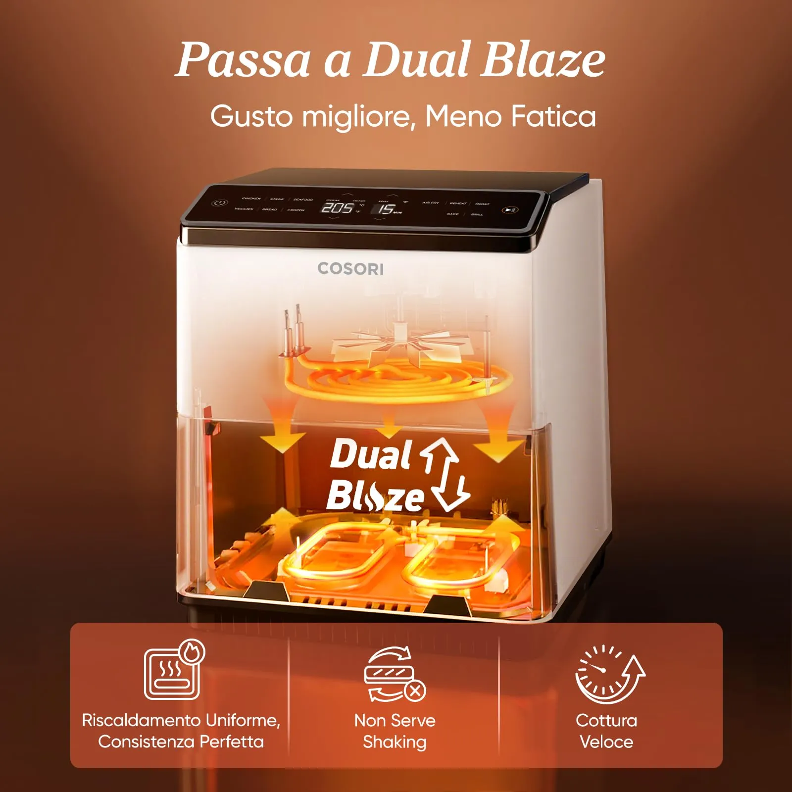 Cosori Dual Blaze Friggitrice ad Aria 6,4L Wifi 11 Funzioni, Bianco - immagine 2