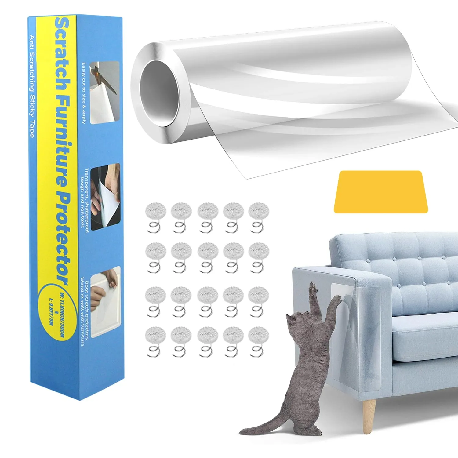 Lovcoyo Protezione Divano Antigraffio per Gatti in PVC, 40x500cm, Trasparente - immagine 1