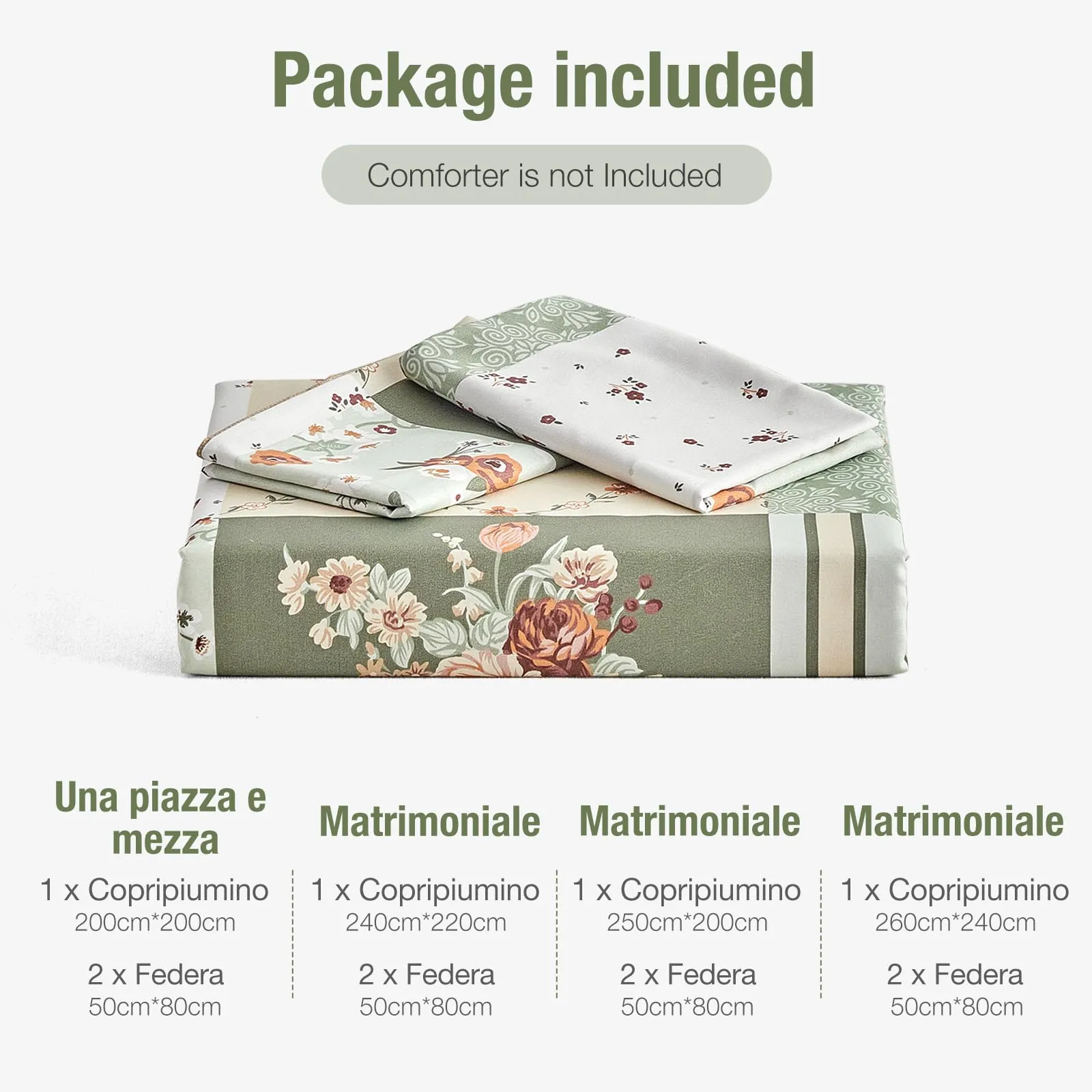 Tokokimo Set Copripiumino Matrimoniale 3 Pezzi, Motivo Patchwork Pattaya in Microfibra, 240x220 cm, Verde Beige - immagine 7