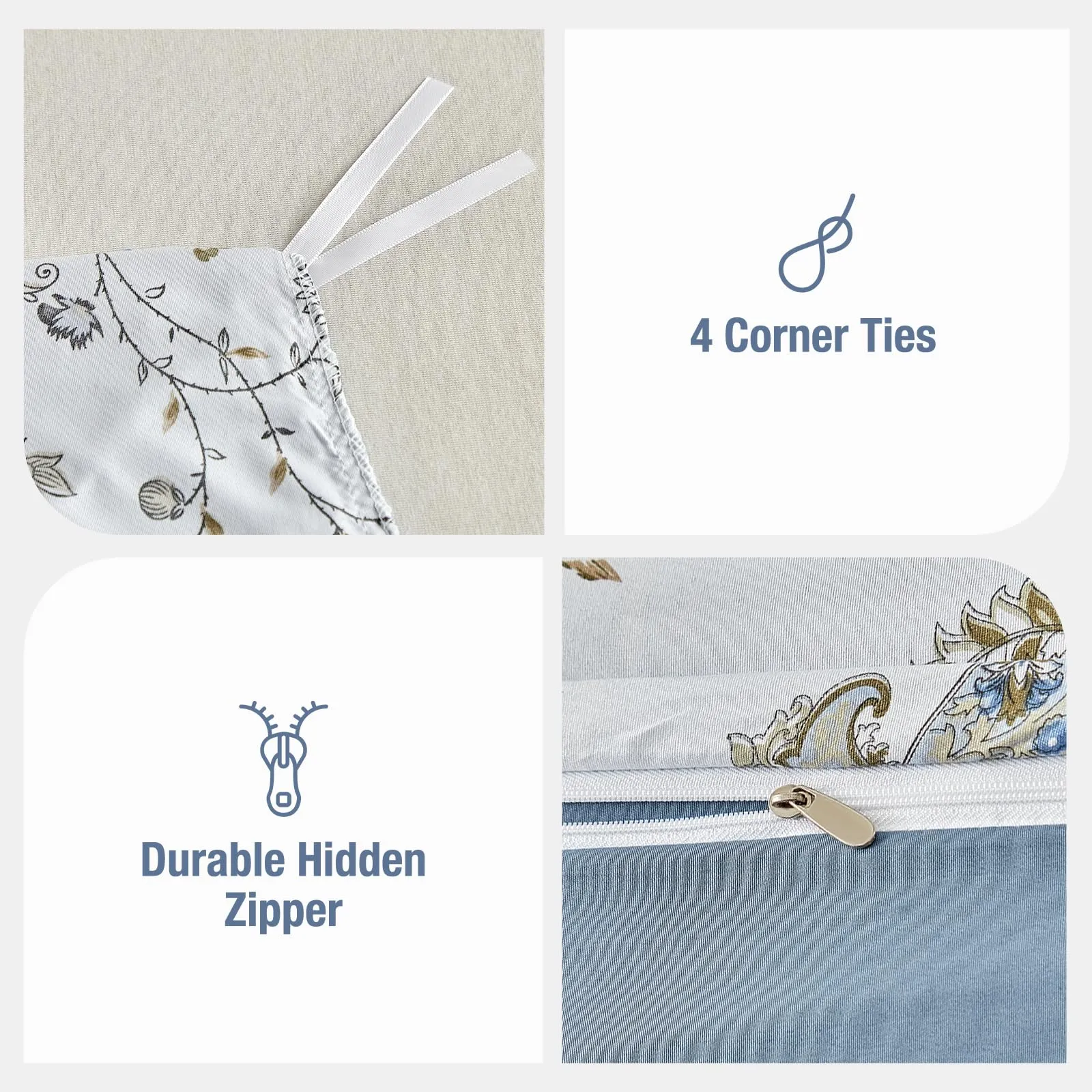 Tokokimo Set Copripiumino Matrimoniale 3 Pezzi Motivo Patchwork Sogno Blu, 240x220 cm con 2 Federe 50x80 cm, Microfibra, Azzurro - immagine 4