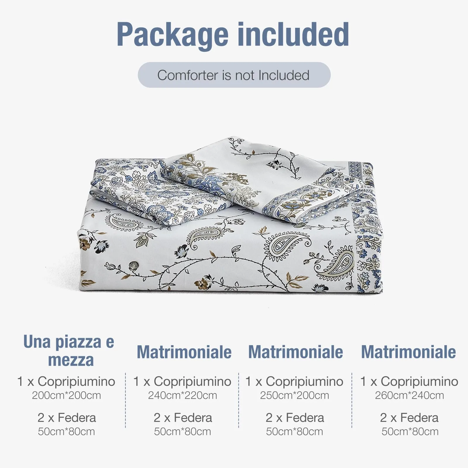 Tokokimo Set Copripiumino Matrimoniale 3 Pezzi Motivo Patchwork Sogno Blu, 240x220 cm con 2 Federe 50x80 cm, Microfibra, Azzurro - immagine 7