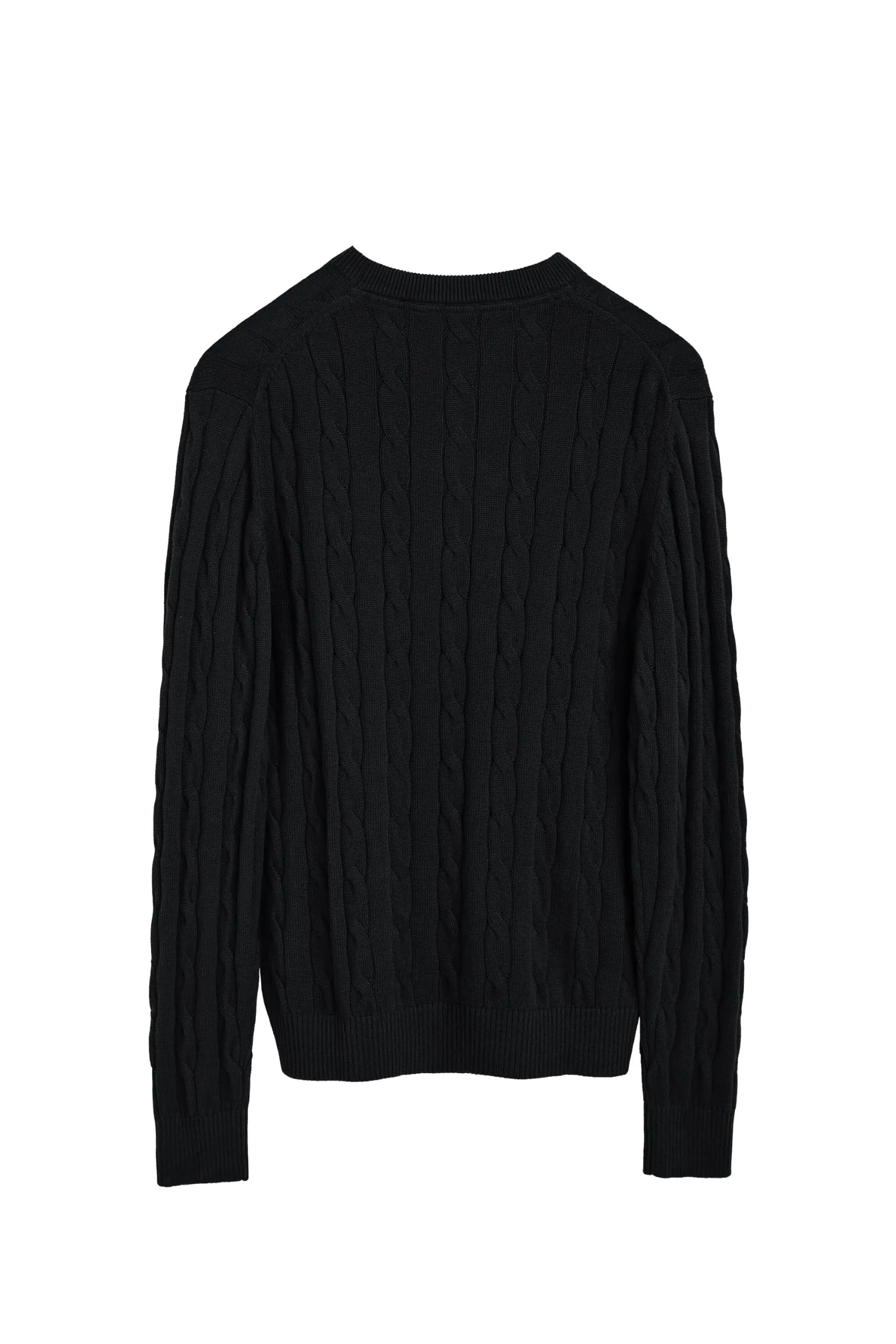 Polo Club Maglione a Treccia da Uomo Nero con Logo e Scollo Tondo - immagine 7