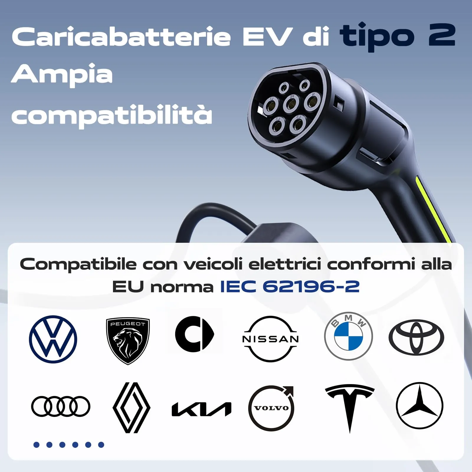 VDLPOWEREU Caricabatterie Elettrico per Auto Tipo 2 EC11-EU, 3,6 kW, 15m, 6-16A, Spina EU Schuko, IP65 (IEC 62196-2) - immagine 8