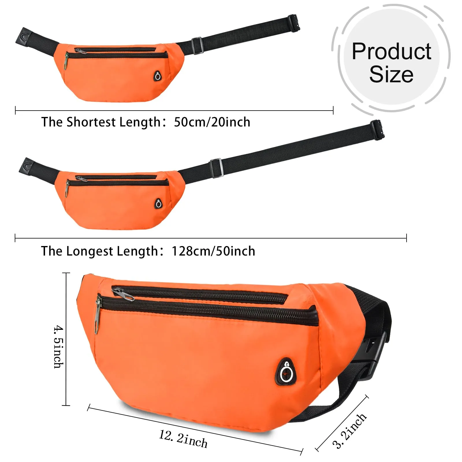 Rosoz Marsupio Sportivo Impermeabile Unisex, Arancione - immagine 4