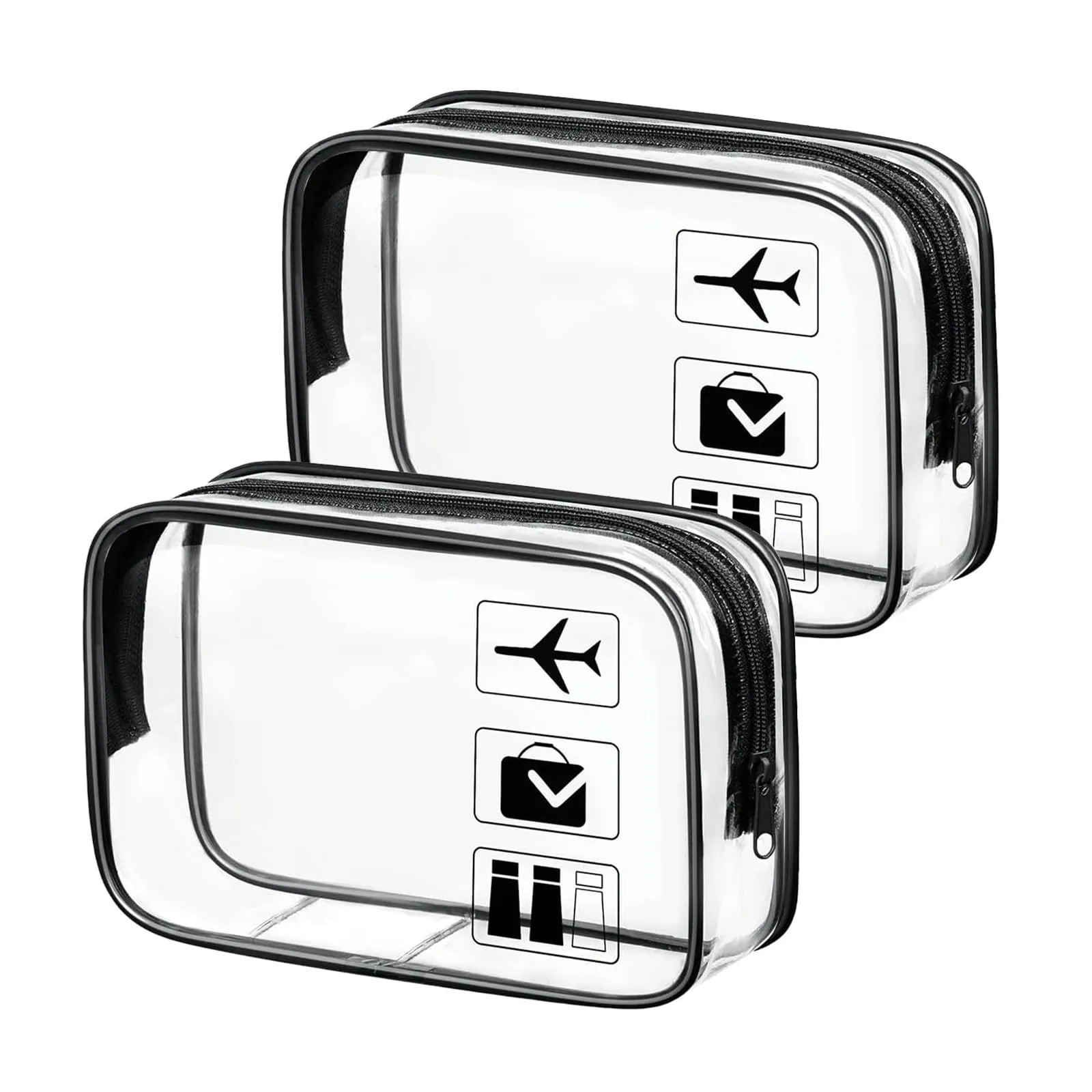 Aucuu Beauty Case Trasparente, 2 Pezzi, Borse da Toilette Impermeabili da Viaggio, 20.5*17*7cm - immagine 1