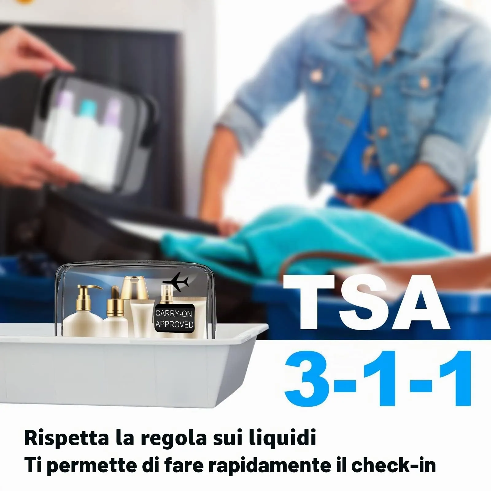Aucuu Beauty Case Trasparente, 2 Pezzi, Borse da Toilette Impermeabili da Viaggio, 20.5*17*7cm - immagine 7