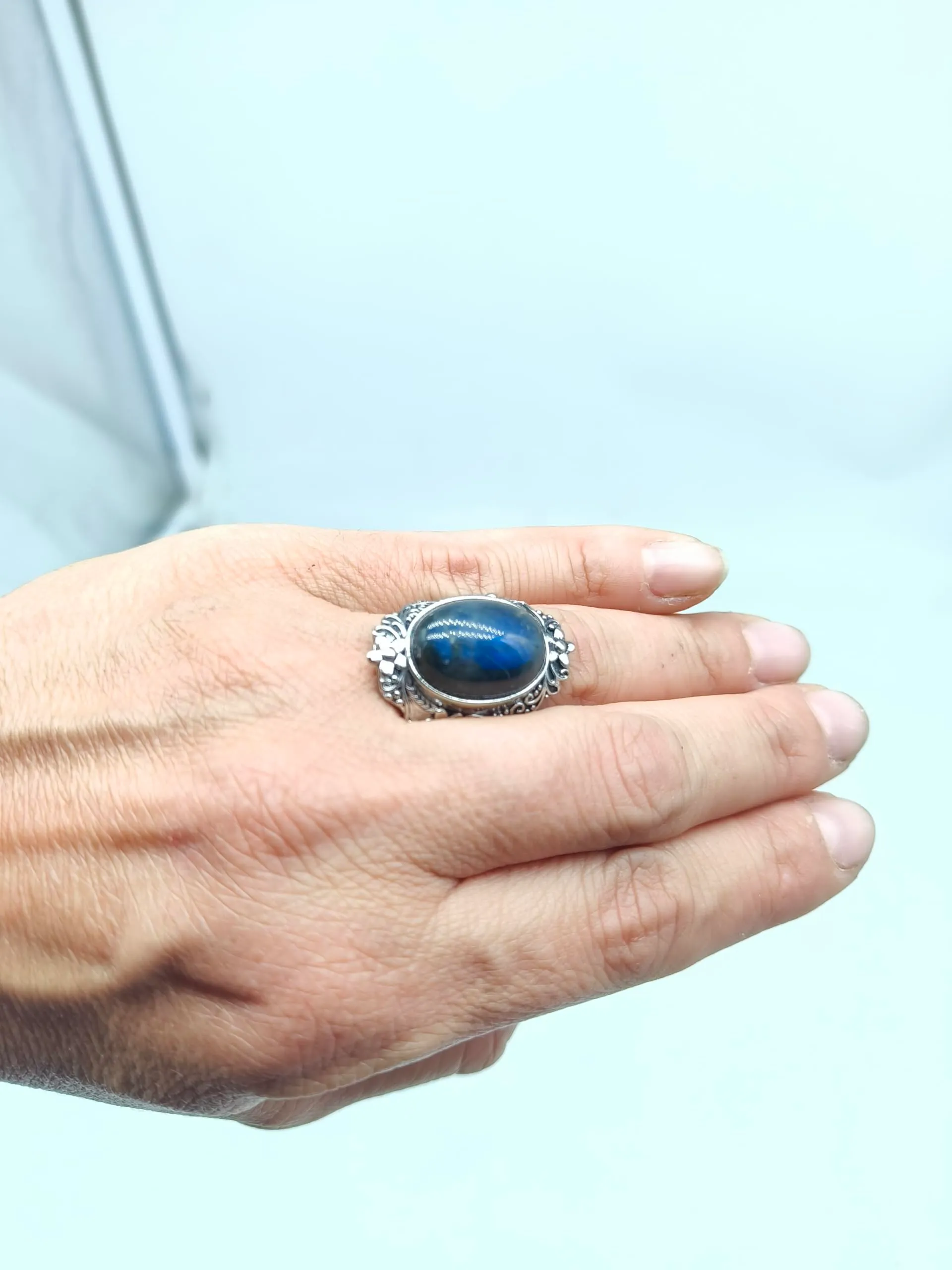Generico Anello Regolabile in Labradorite Blu - immagine 2
