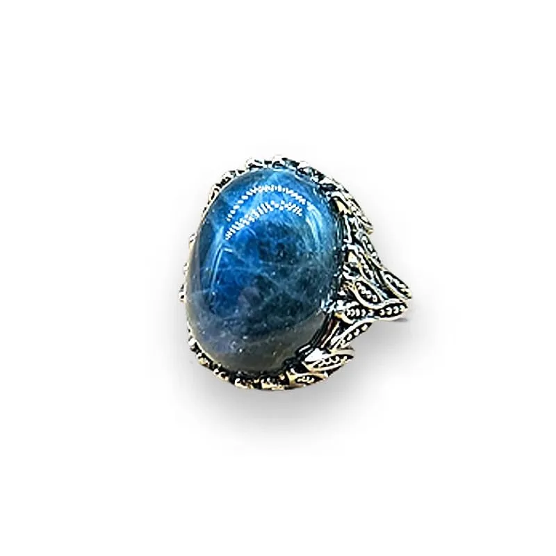 Generico Anello Regolabile in Labradorite Blu Fiore - immagine 1