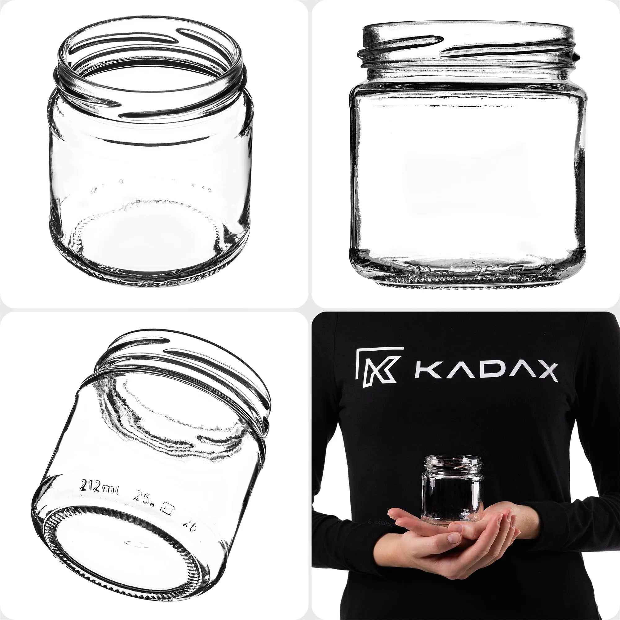 KADAX Set di 100 vasetti da 200 ml con coperchio twist-off Ø 66 mm - immagine 6