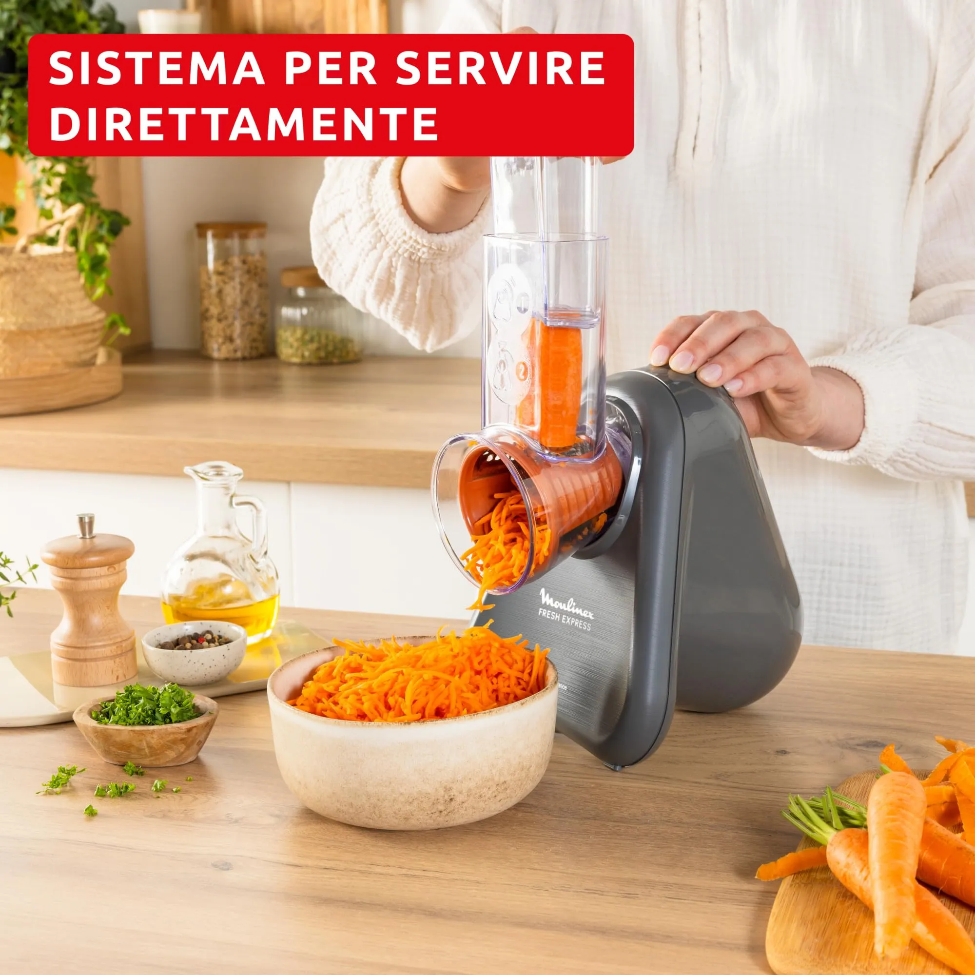 Moulinex Fresh Express Tritaverdure Elettrico 4 in 1 Grigio DK855H - immagine 3
