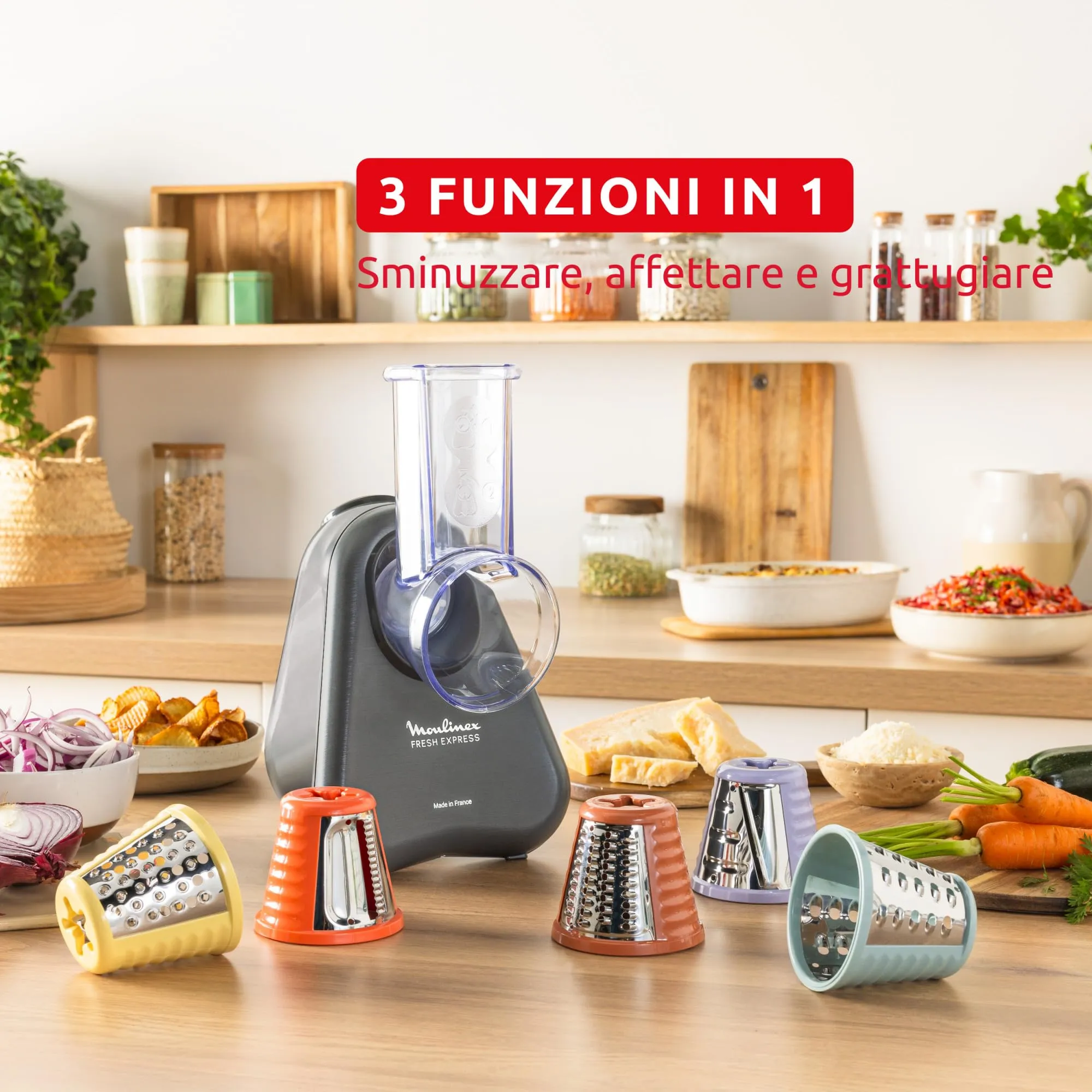 Moulinex Fresh Express Tritaverdure Elettrico 4 in 1 Grigio DK855H - immagine 4