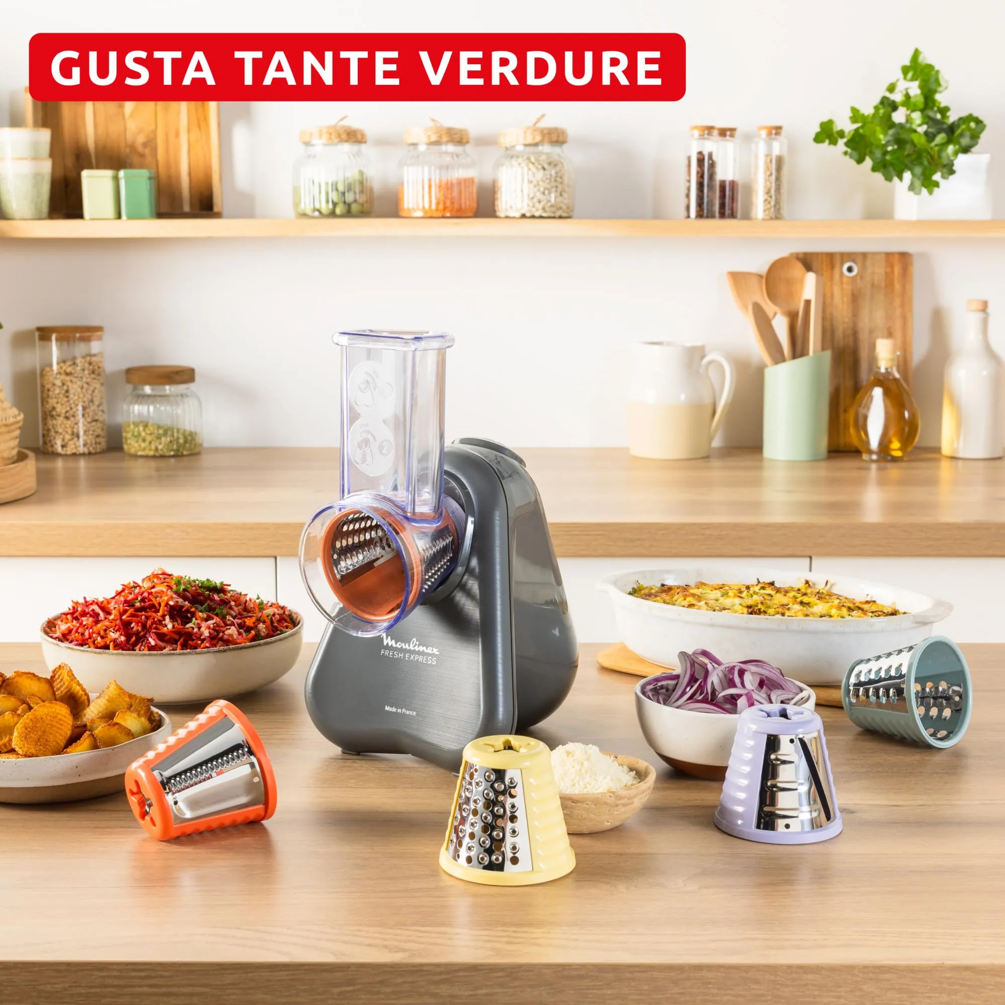 Moulinex Fresh Express Tritaverdure Elettrico 4 in 1 Grigio DK855H - immagine 5