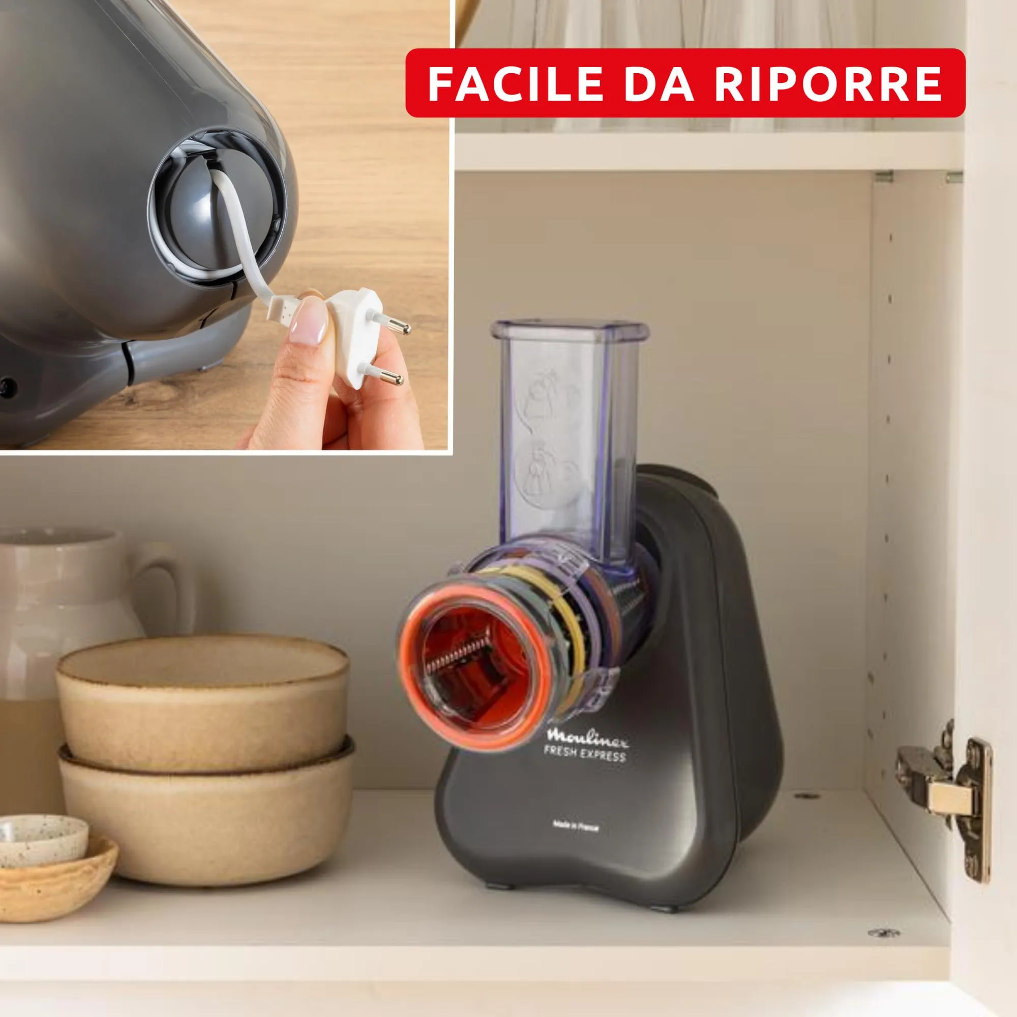 Moulinex Fresh Express Tritaverdure Elettrico 4 in 1 Grigio DK855H - immagine 6
