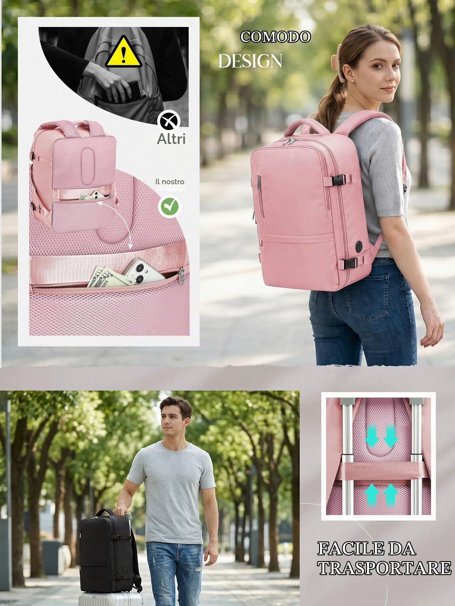 Hayayu Zaino Bagaglio a Mano per Ryanair 40x30x20 cm, 24L - immagine 4