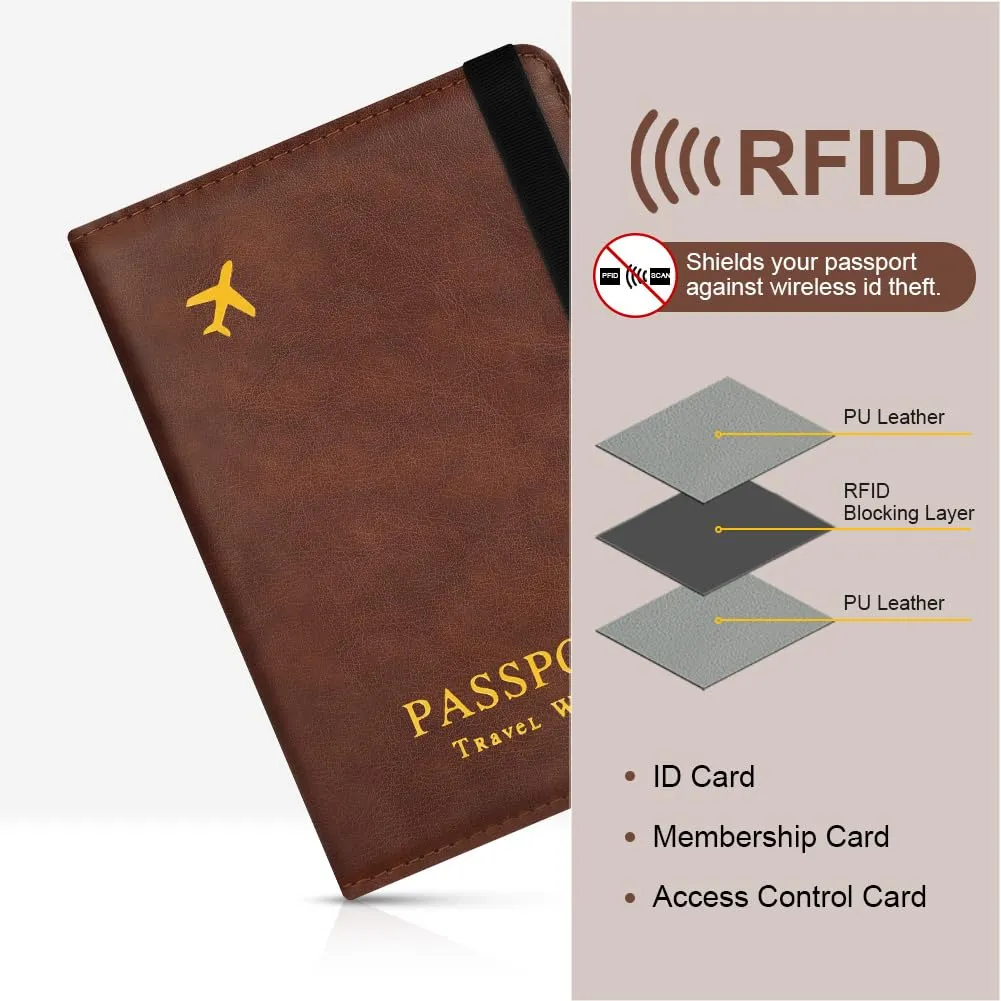 AOOSU Custodia per Passaporto in Pelle con Slot AirTag e Protezione RFID (Marrone) - immagine 6