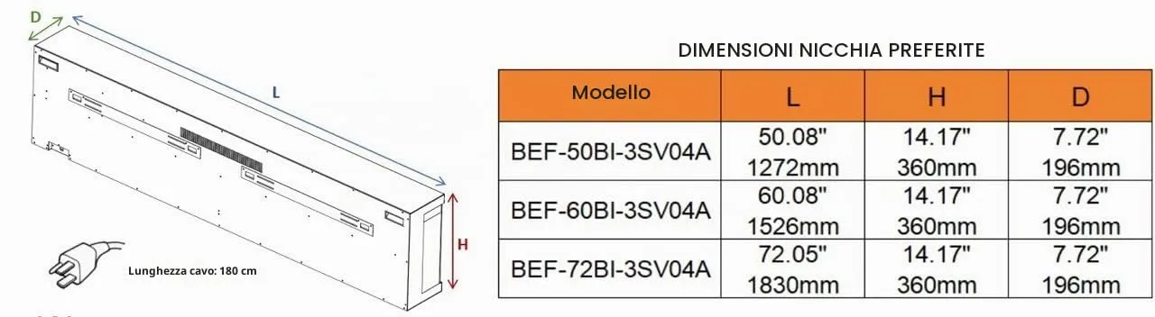 Weka Fireplace Panorama 3S 72 Caminetto Elettrico 183cm WiFi - immagine 3