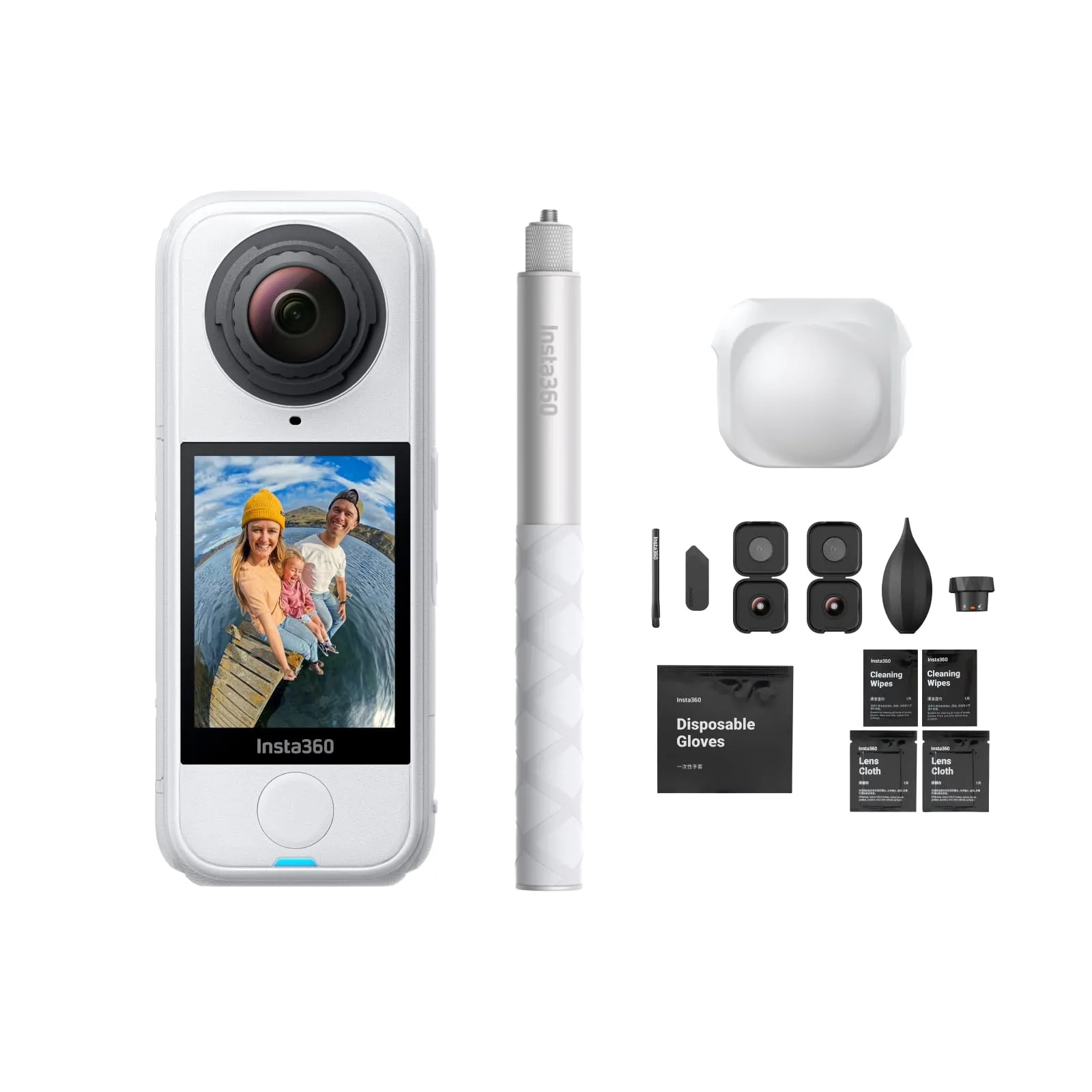 Insta360 X4 Air Pack Bianco Artico - Videocamera 8K 360 con Selfie Stick Invisibile e Kit Sostituzione Lenti - immagine 1
