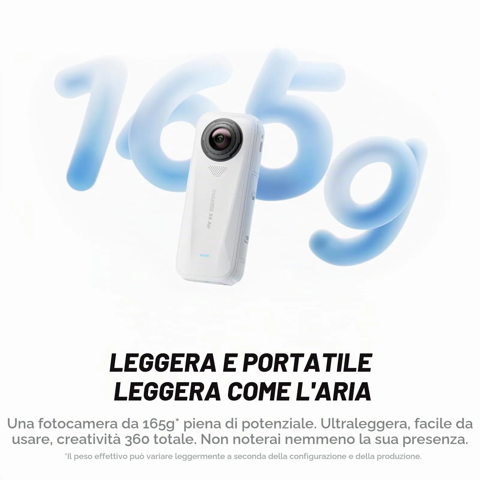 Insta360 X4 Air Pack Bianco Artico - Videocamera 8K 360 con Selfie Stick Invisibile e Kit Sostituzione Lenti - immagine 2