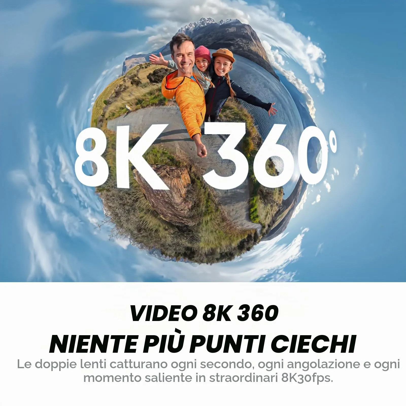Insta360 X4 Air Pack Bianco Artico - Videocamera 8K 360 con Selfie Stick Invisibile e Kit Sostituzione Lenti - immagine 3