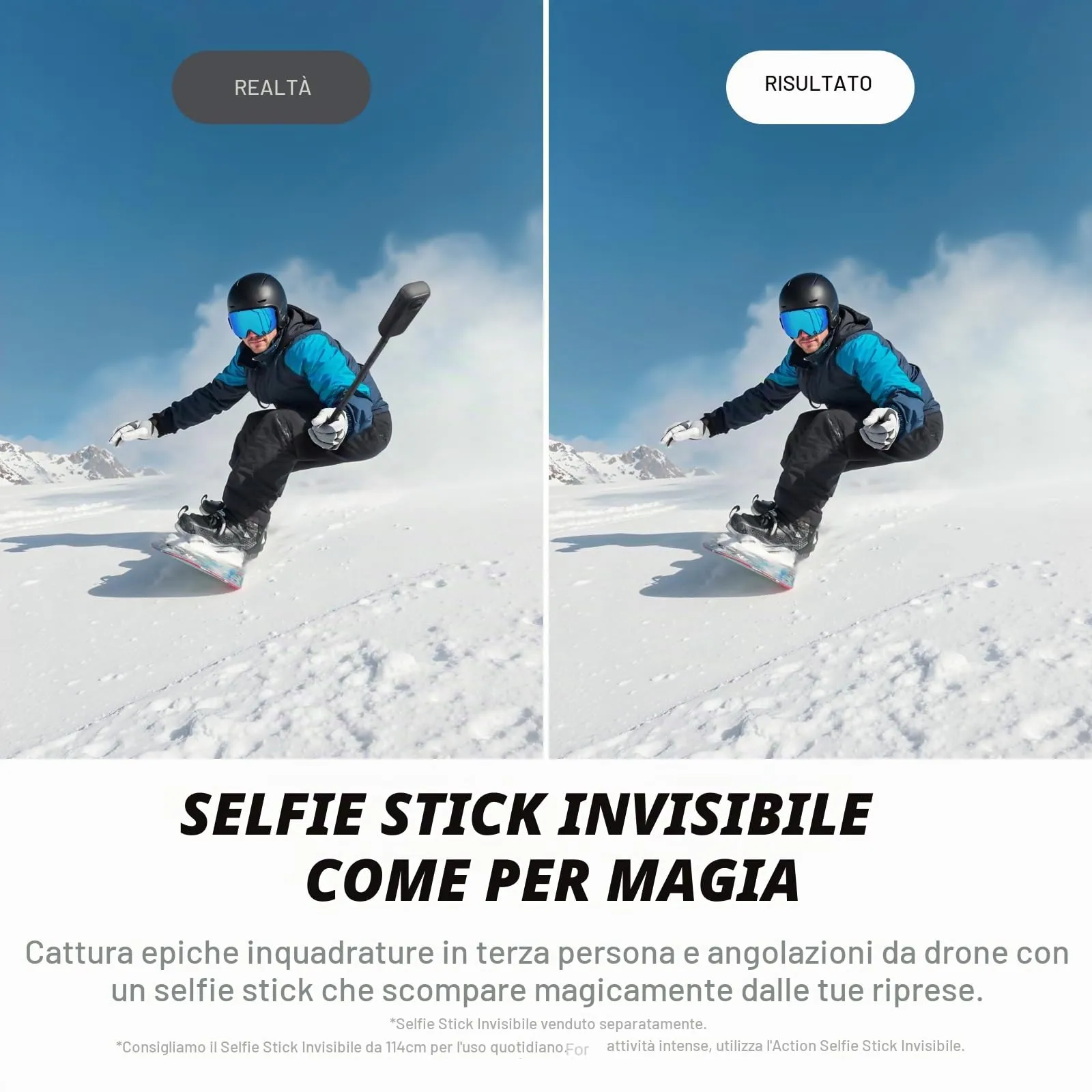 Insta360 X4 Air Pack Bianco Artico - Videocamera 8K 360 con Selfie Stick Invisibile e Kit Sostituzione Lenti - immagine 5