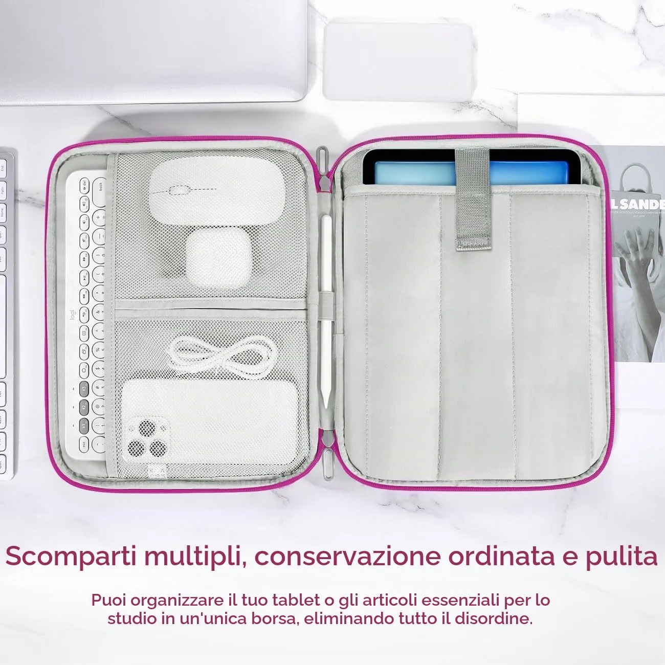 Dadanism Borsa Imbottita per Tablet 9-11 Pollici, Fucsia - immagine 4