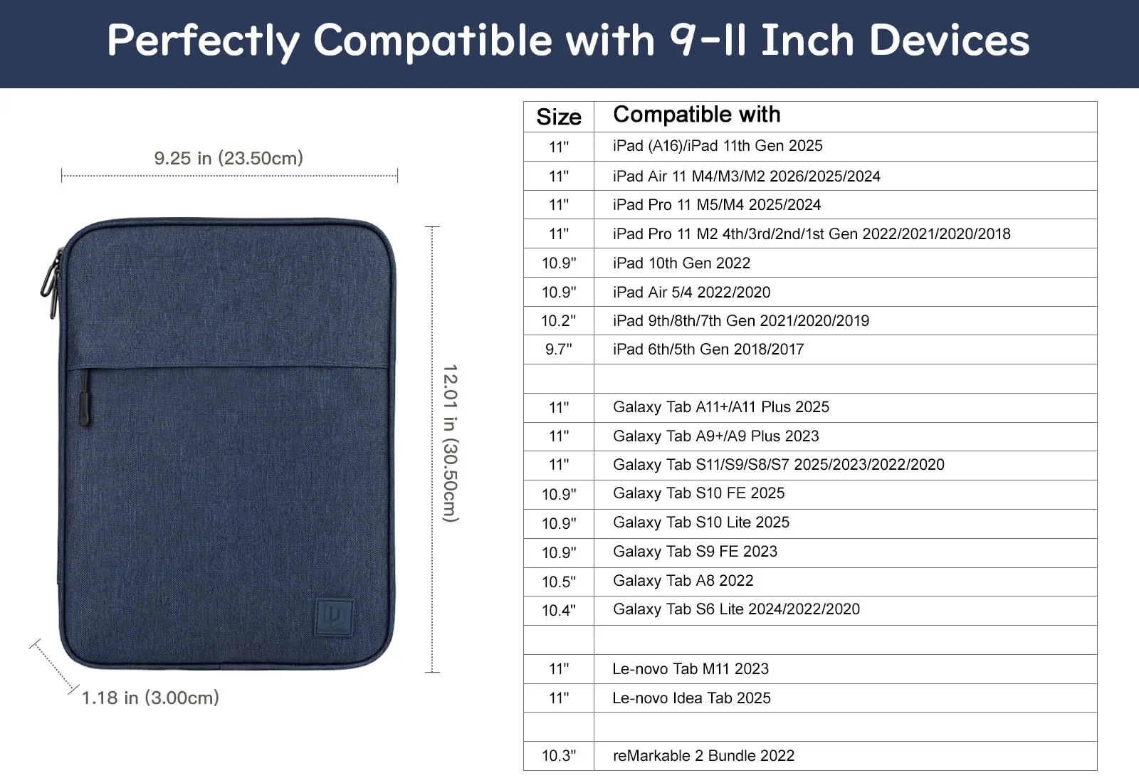 Dadanism Borsa Imbottita per Tablet 9-11 Pollici, Grigio-Blu - immagine 2