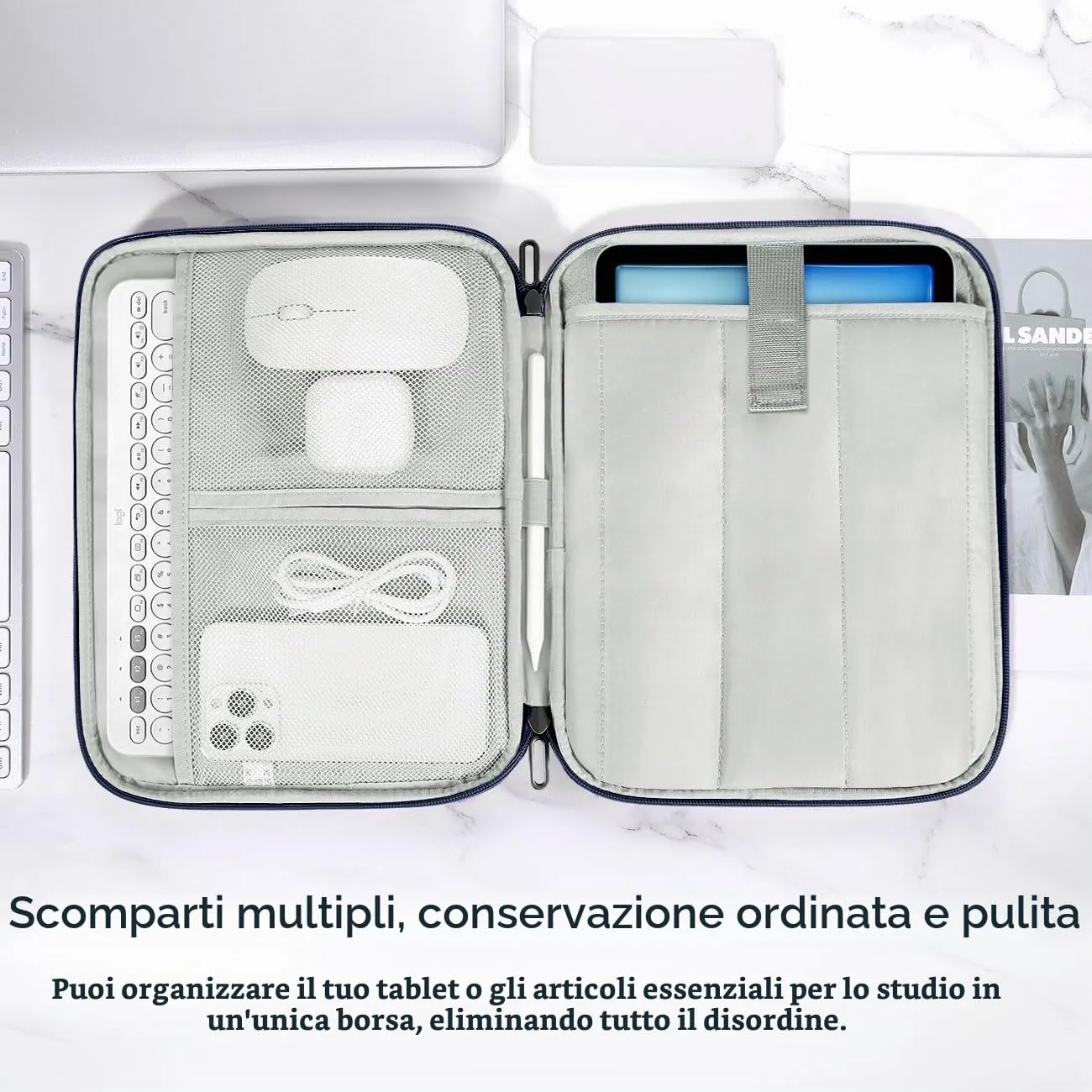 Dadanism Borsa Imbottita per Tablet 9-11 Pollici, Grigio-Blu - immagine 4