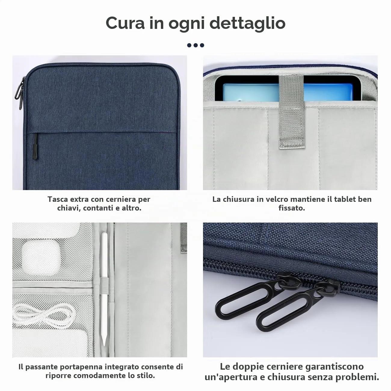 Dadanism Borsa Imbottita per Tablet 9-11 Pollici, Grigio-Blu - immagine 5