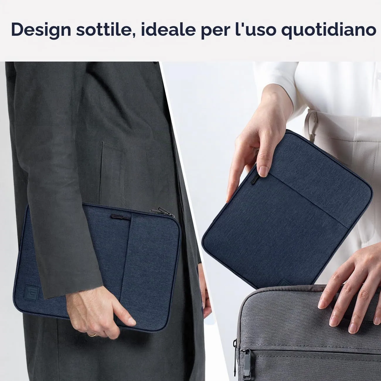 Dadanism Borsa Imbottita per Tablet 9-11 Pollici, Grigio-Blu - immagine 7