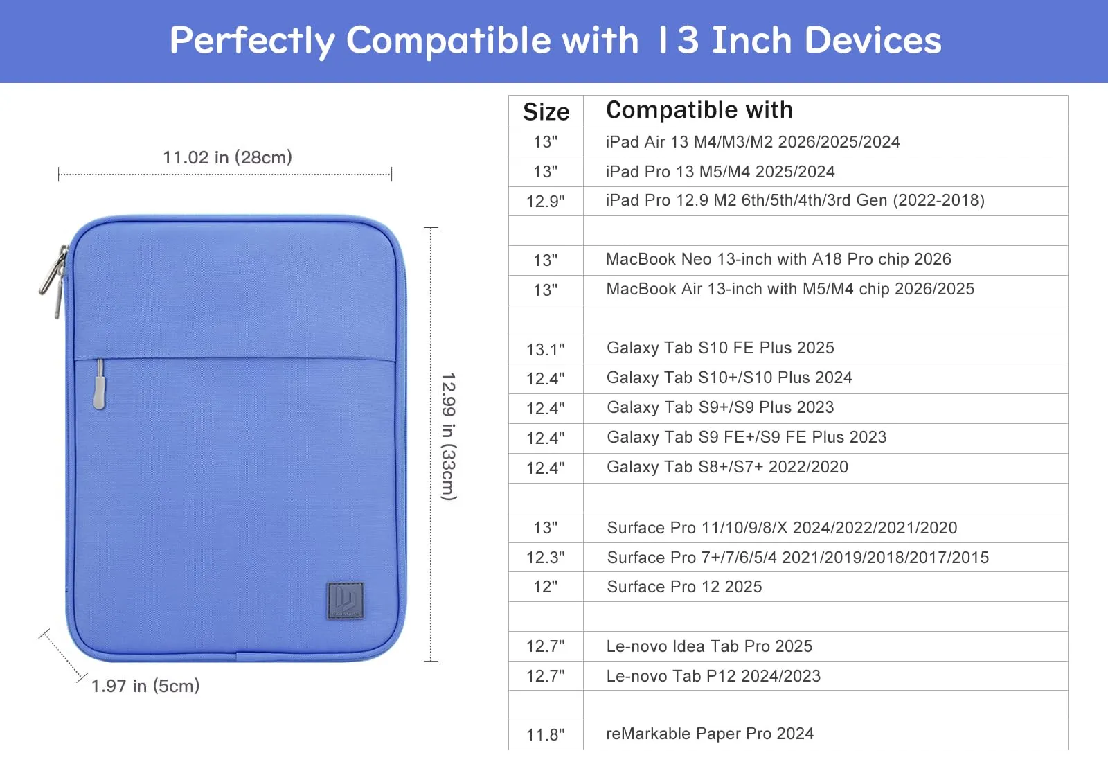 Dadanism Borsa Portatile per Tablet 13 Pollici, Pervinca - immagine 2