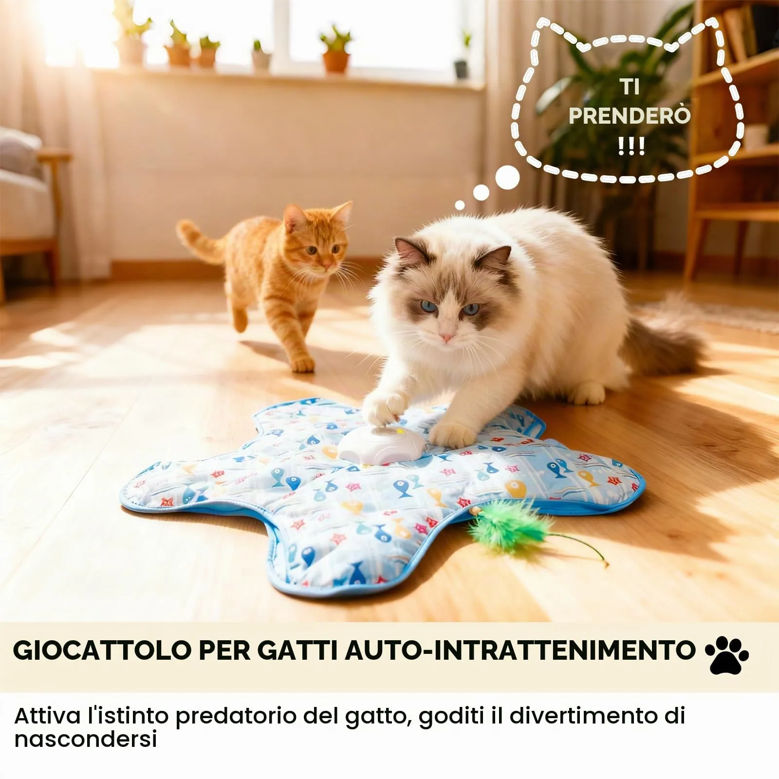 FIVAVA Giocattolo Interattivo per Gatti Ricaricabile e Silenzioso con 3 Piume Sostituibili - immagine 2