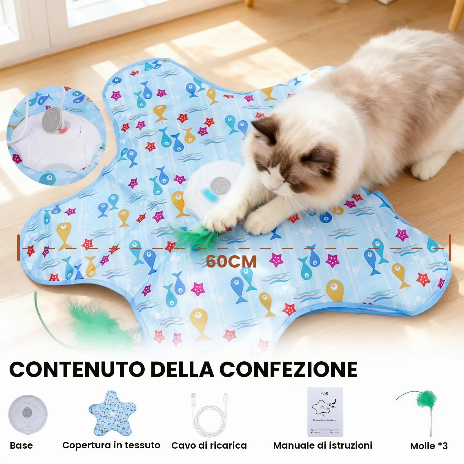 FIVAVA Giocattolo Interattivo per Gatti Ricaricabile e Silenzioso con 3 Piume Sostituibili - immagine 7