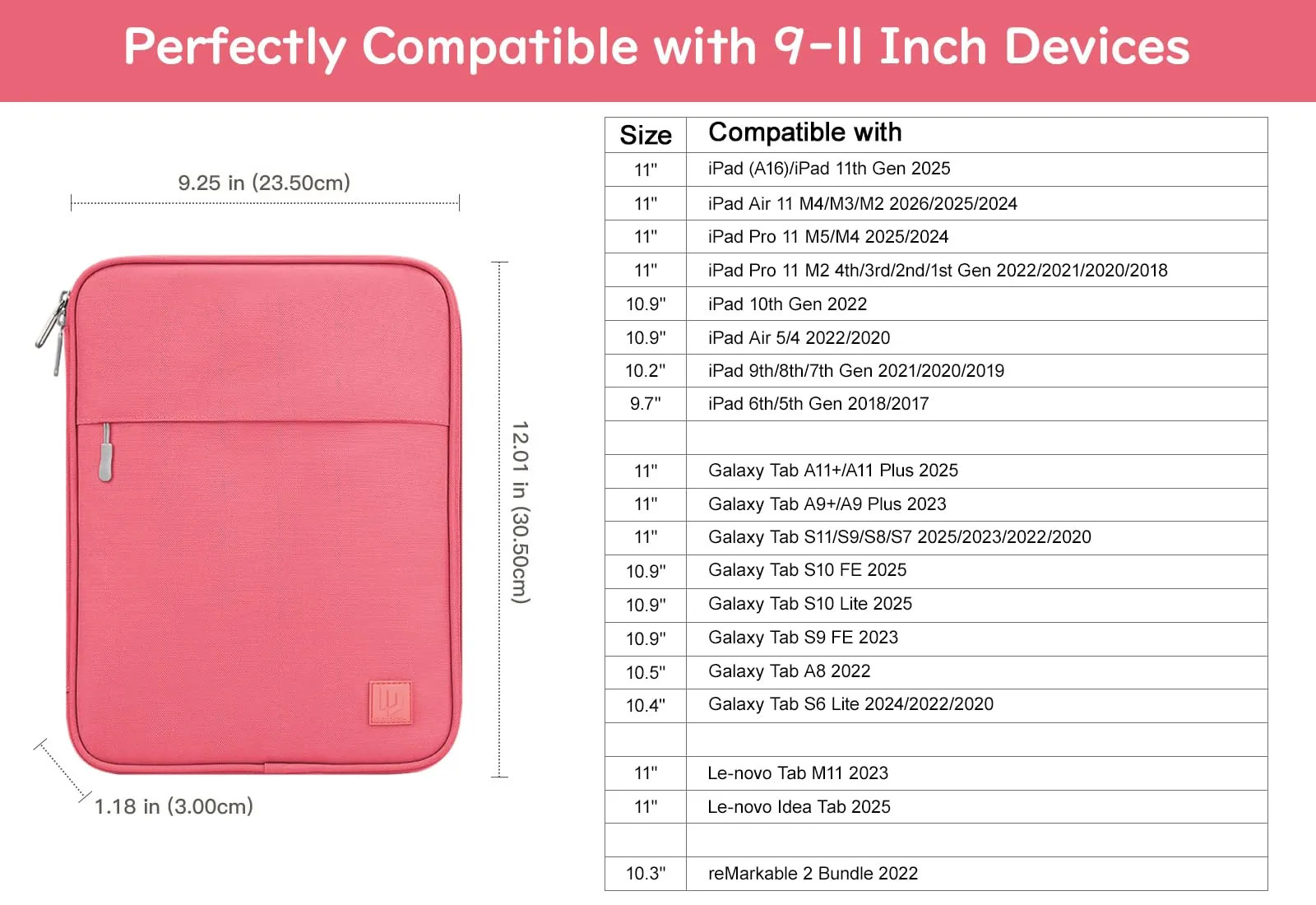 Dadanism Borsa Imbottita per Tablet 9-11 Pollici, Rosa Anguria - immagine 2