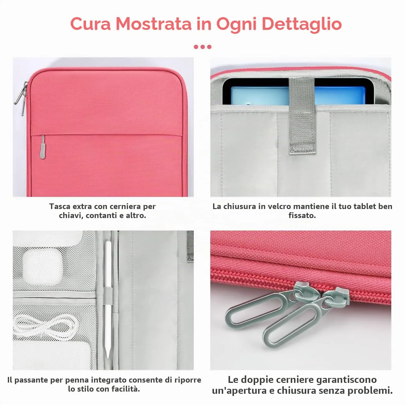 Dadanism Borsa Imbottita per Tablet 9-11 Pollici, Rosa Anguria - immagine 5