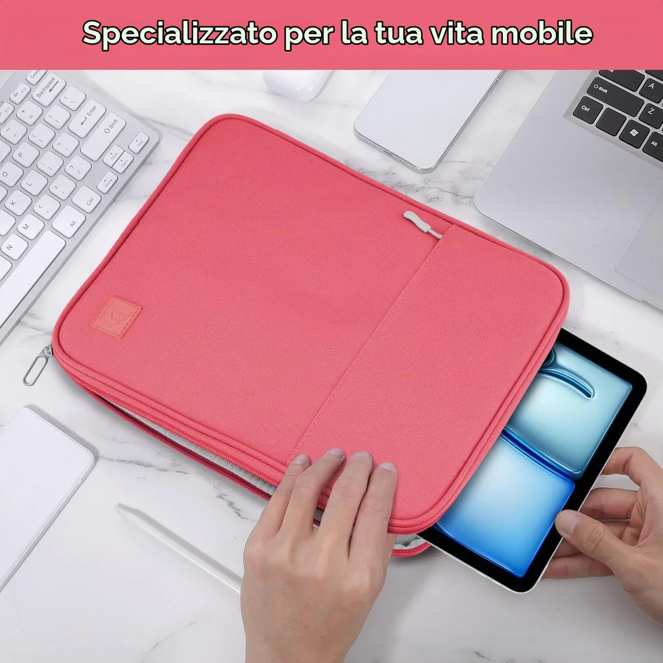 Dadanism Borsa Imbottita per Tablet 9-11 Pollici, Rosa Anguria - immagine 6