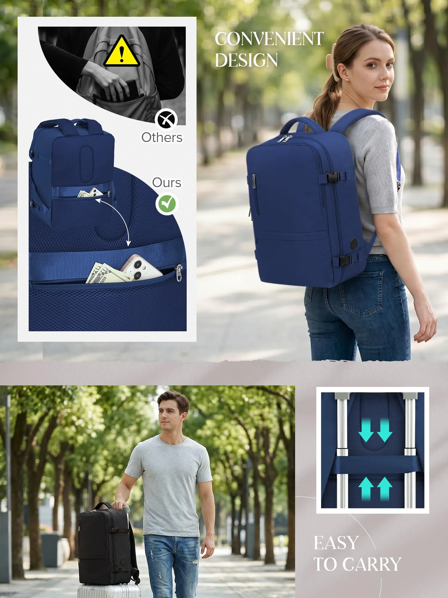 Hayayu Zaino Bagaglio a Mano 40x30x20 cm per Ryanair, 24L - immagine 4
